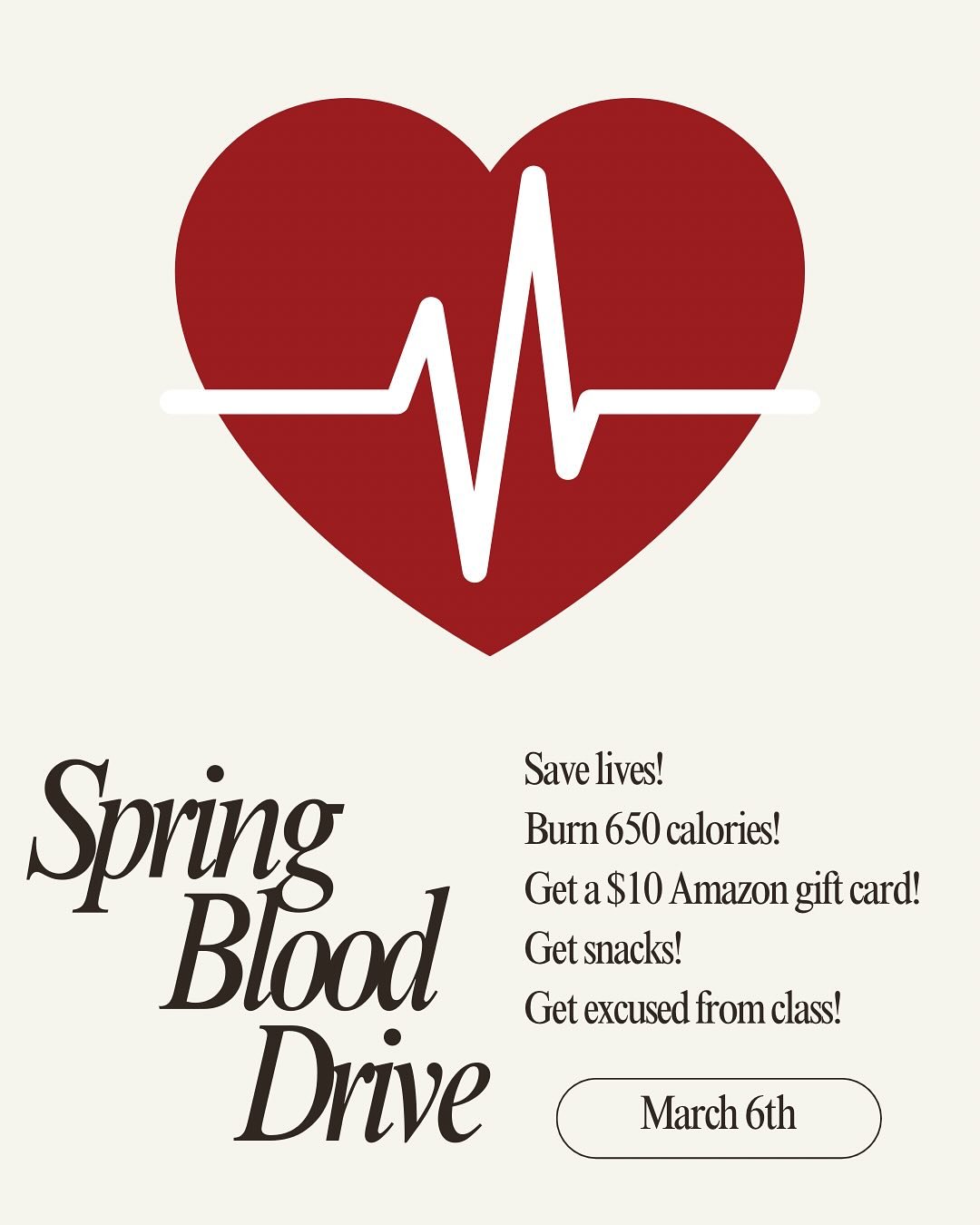 Our last blood drive of the year is coming up on March 6th! Swipe to see the Red Cross&rsquo; height and weight requirements. Sign up on our website linked in our bio!