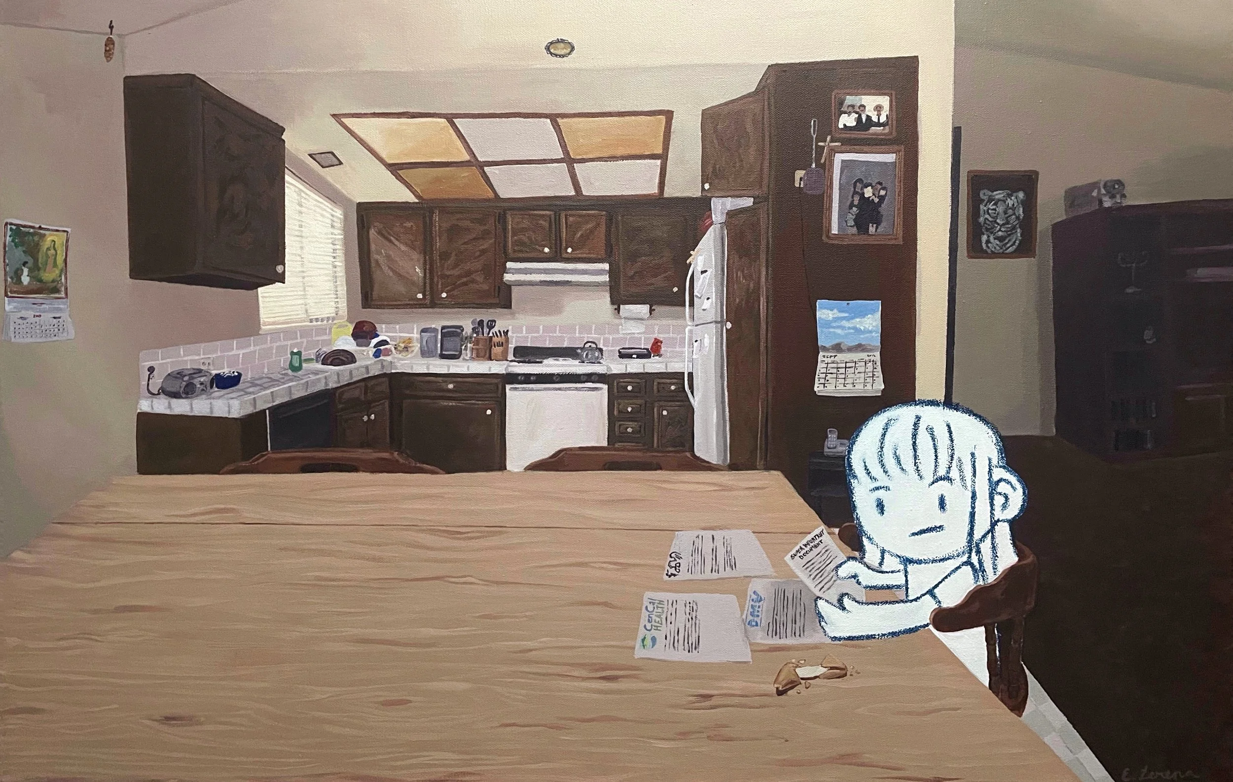 Translations, Acrylic paint and oil pastel on canvas, 36” x 24”, 2025