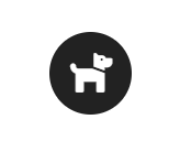 Simple dog icon in black circle