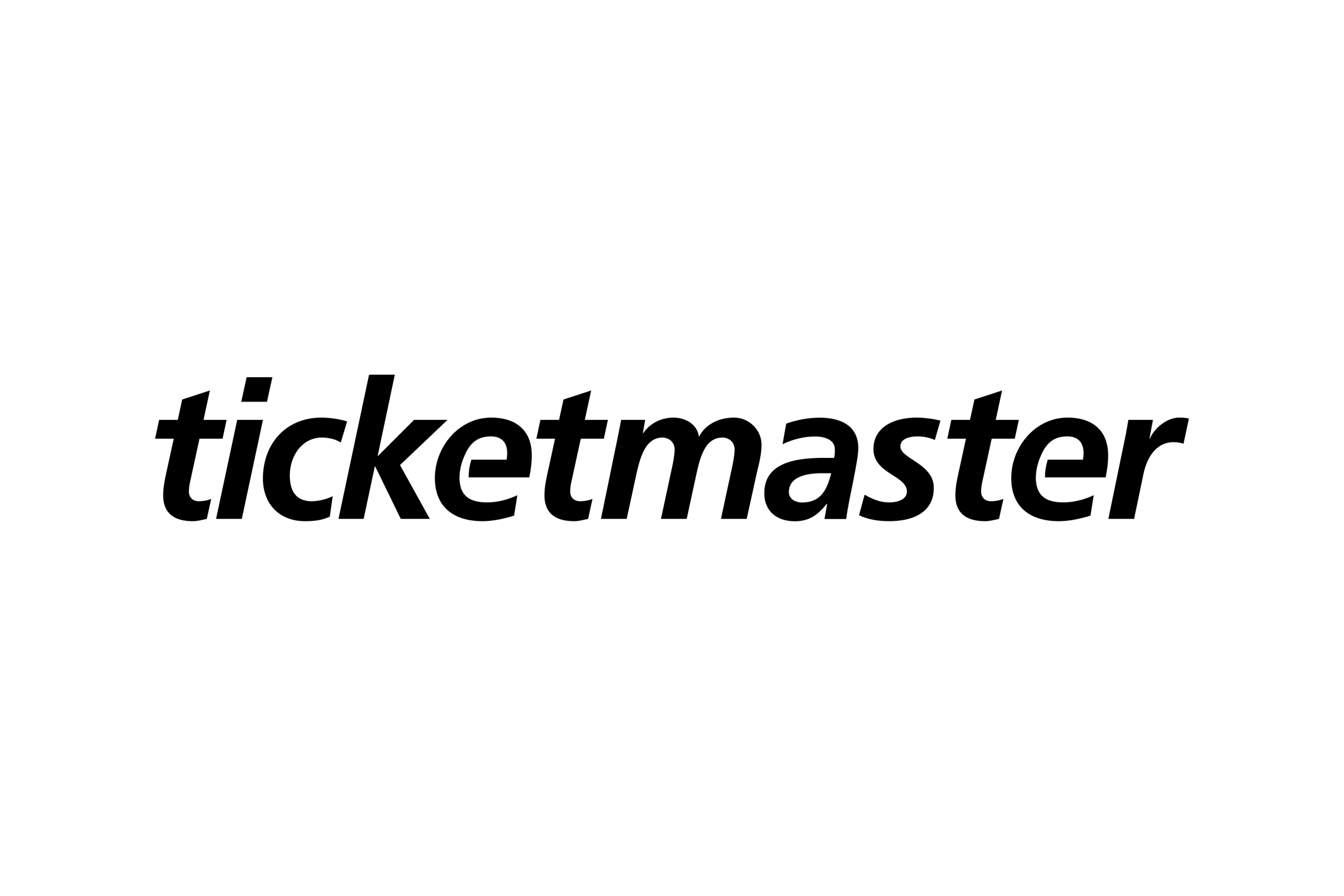 Ticketmaster logo in black black text and a white background.