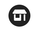 Icon of a storefront with a roof in a circle