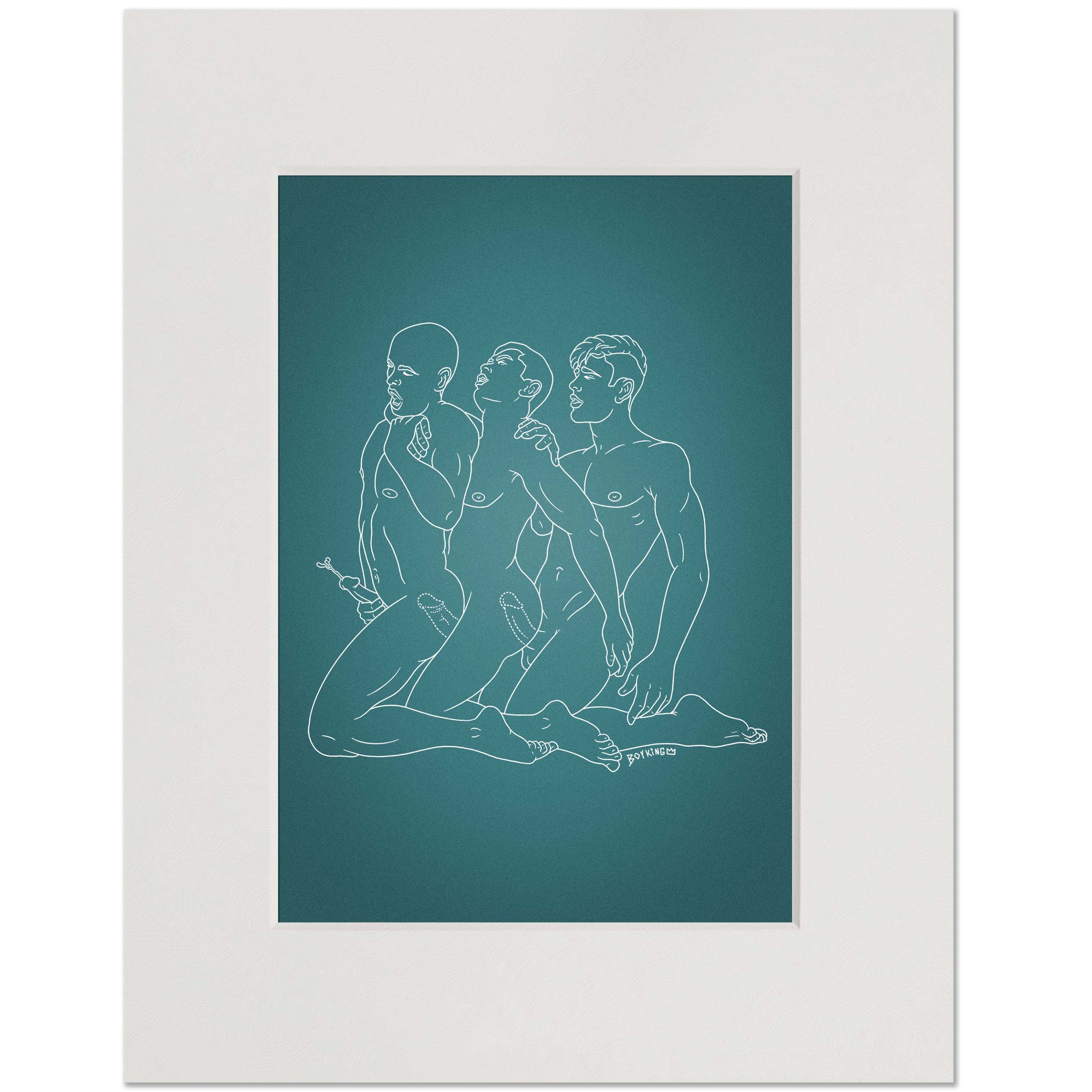 Threesome art print linework train.jpg