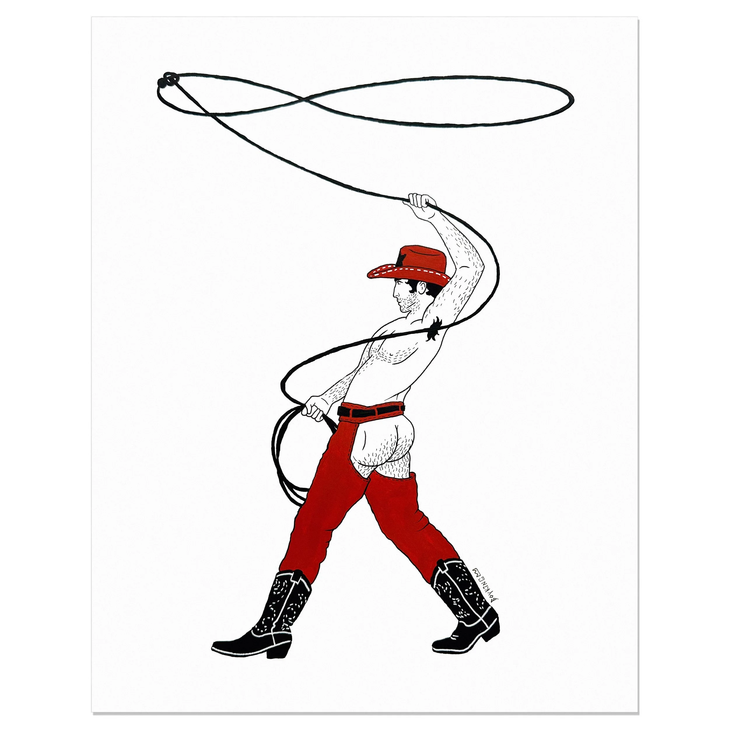Unlimited  Gay cowboy art print chaps lasso cowboy hat.jpg