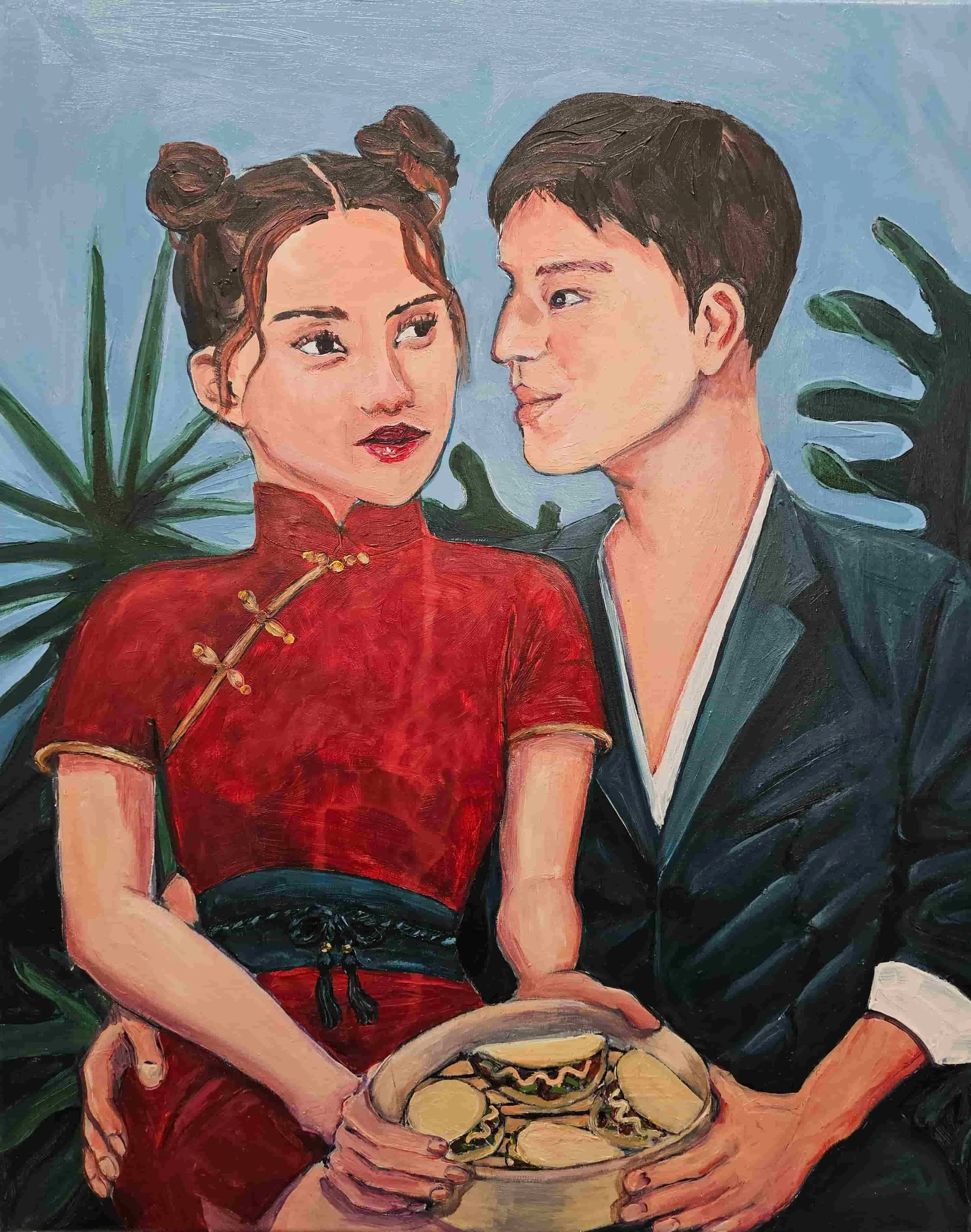 Man and Woman commission done in acrylic paint done by artist Alvira Ferreira