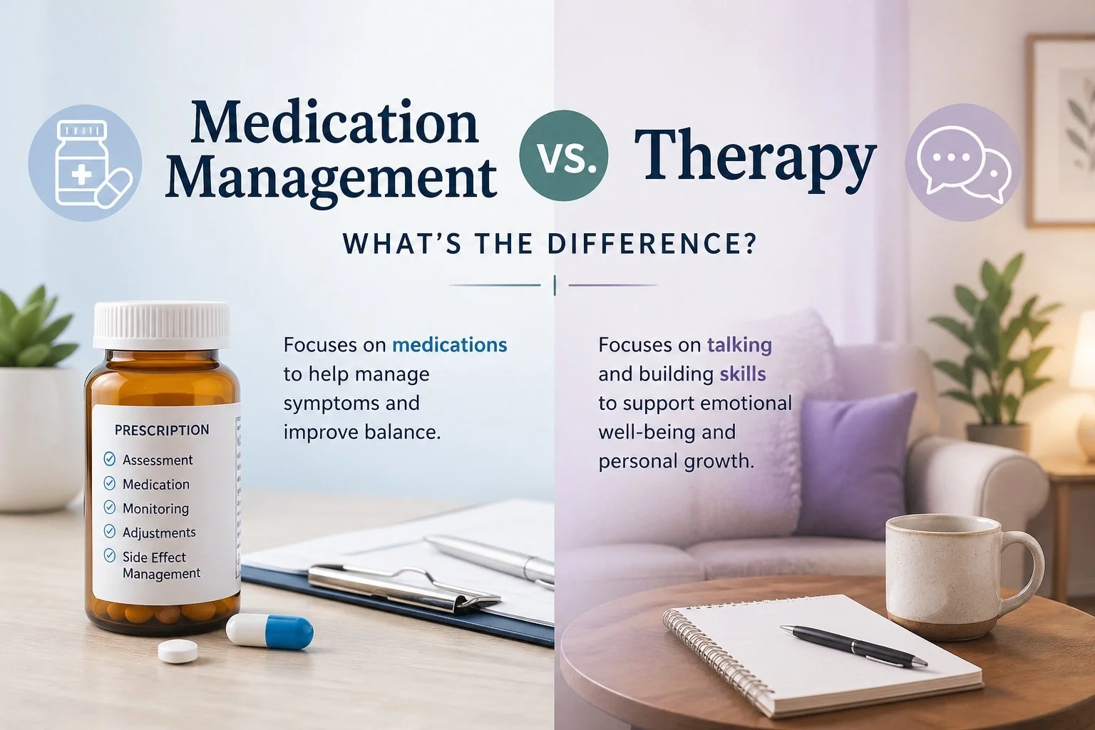 Medication Management vs Therapy: What’s the Difference?