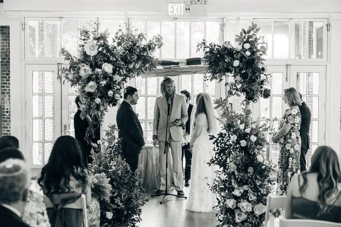 Manifesting for 2026: more luscious chuppahs bursting with tree peonies, local foliage and roses, and tons of goldenrod (a nod to beautiful bride J&rsquo;s all-goldenrod bouquet). 

📸: @jacksonkrule 

#sustainablefloristry #slowflowers #weddingplann