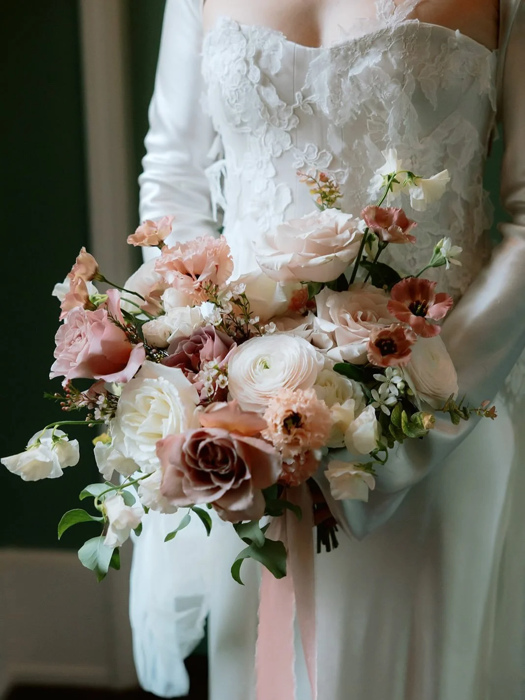 Confession: I used to dread designing the wedding bouquet. It felt like so much pressure, and I would undo and redo my work for ages. Now I love it- it feels like the entire wedding, the entire love story distilled down to one special piece. C&rsquo;