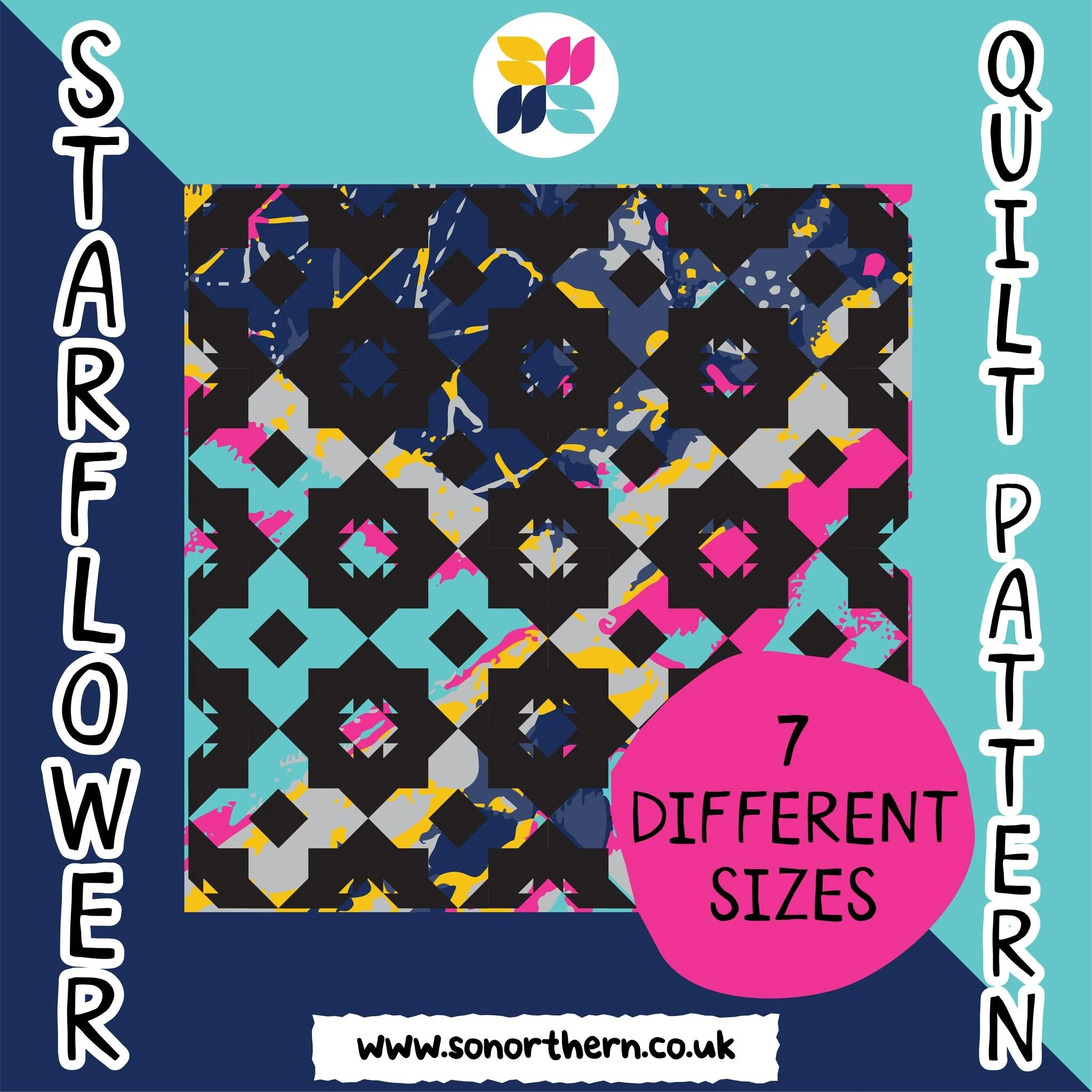The Starflower Quilt Pattern is a beautiful design that transforms simple half-square triangles, rectangles and squares into a striking star that blooms across your quilt top. Each individual block creates a delicate flower shape and when the blocks 