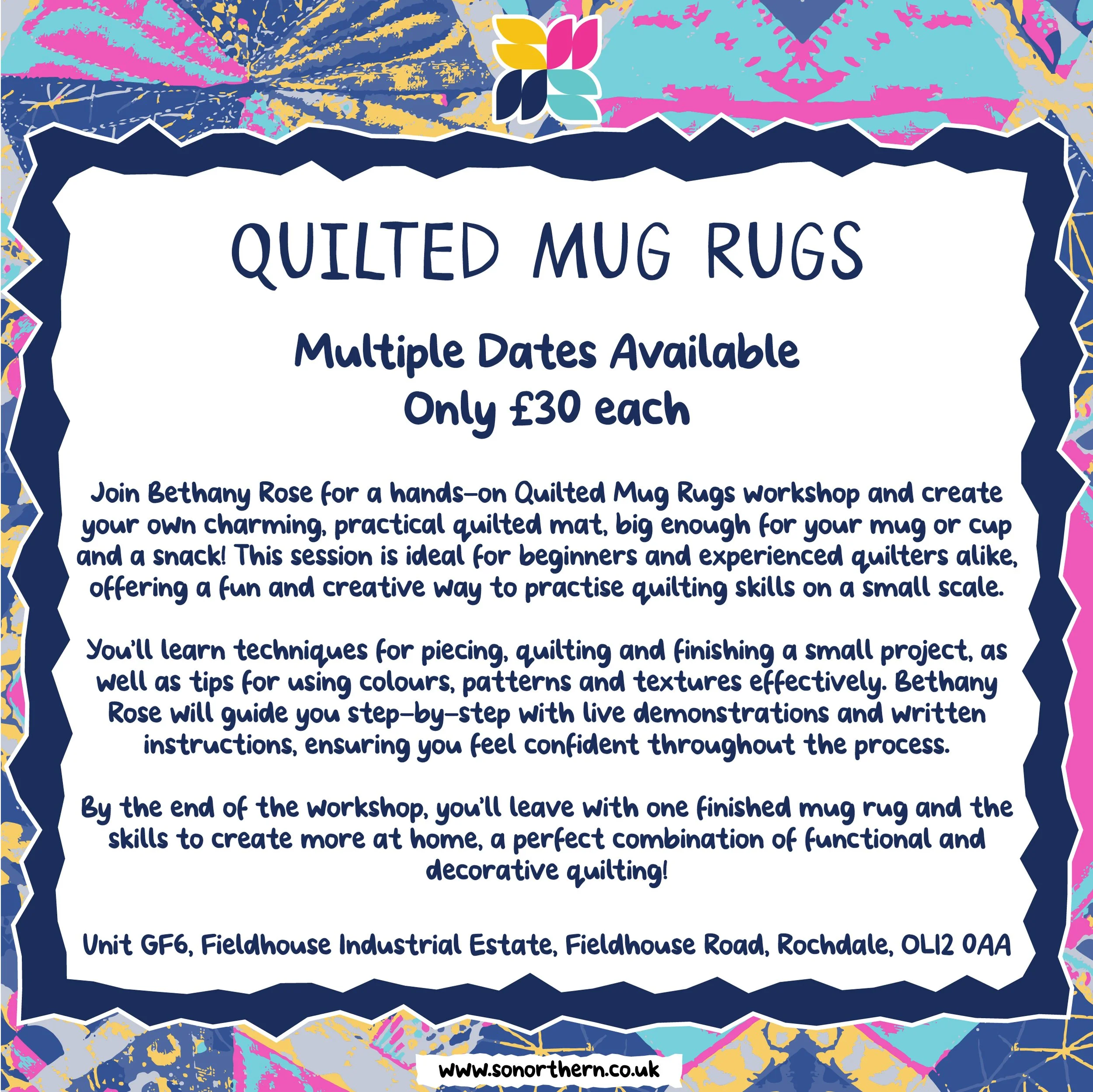 Quilted Mug Rug Workshop - Multiple Dates Available