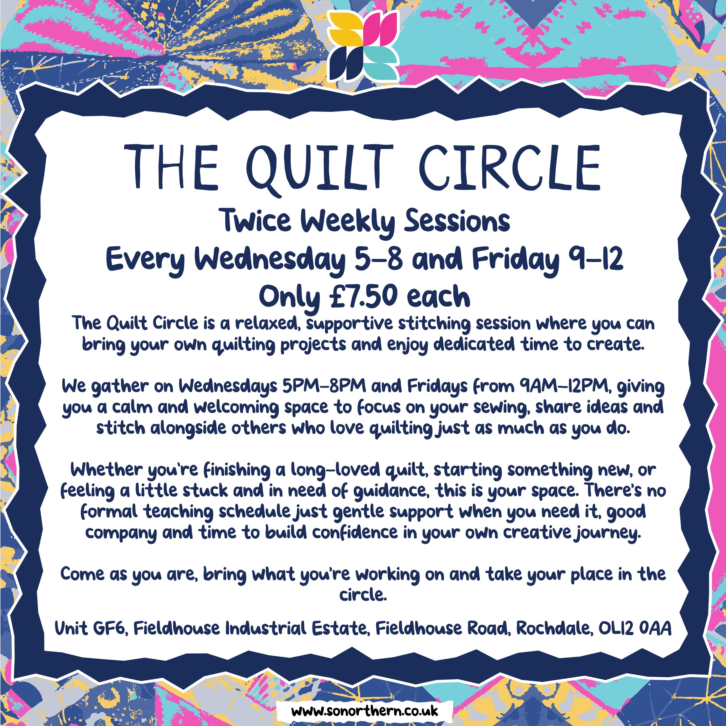 The Quilt Circle at So Northern Quilting - Wednesdays 5-8 & Fridays 9-12