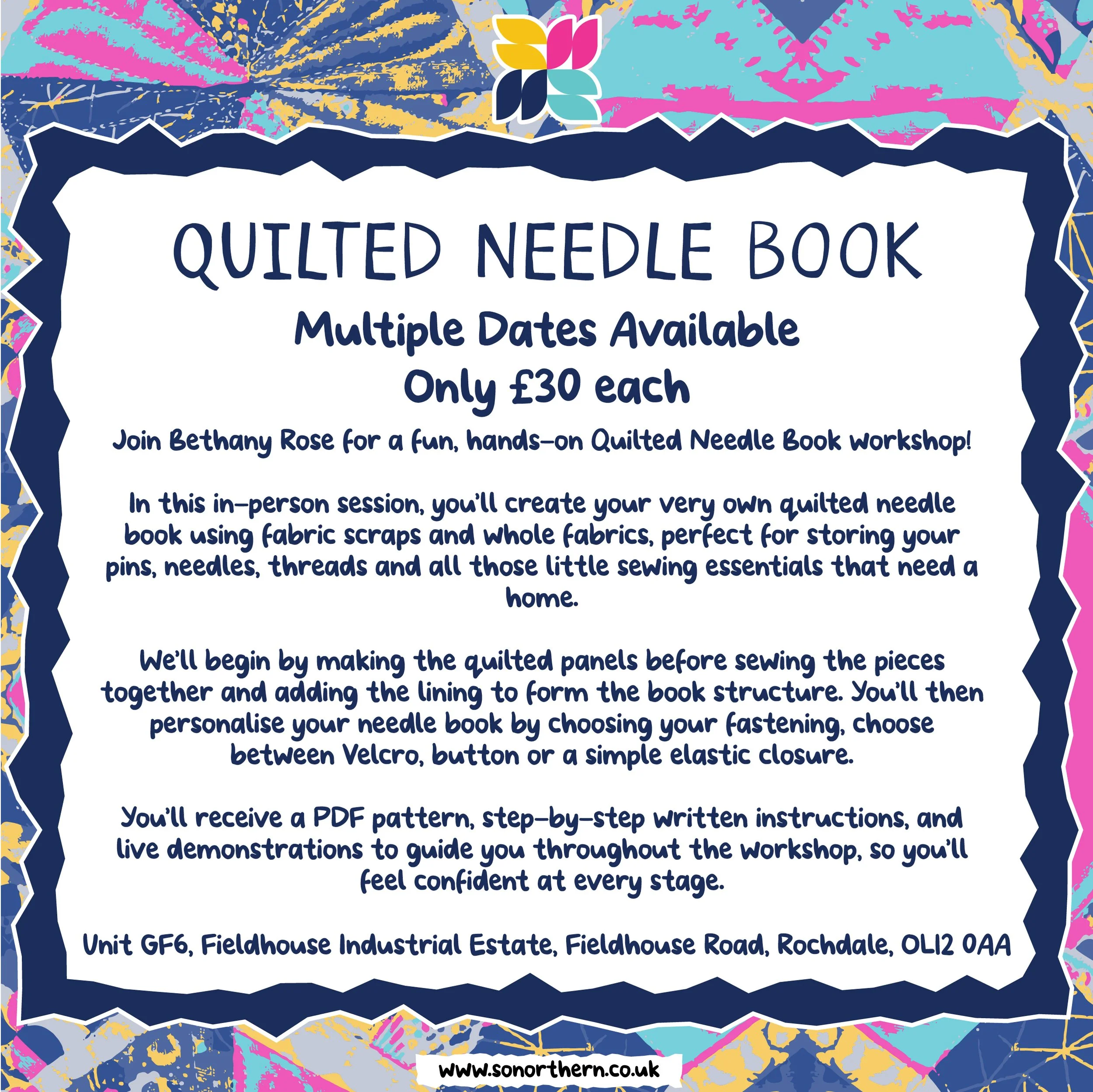 Quilted Needle Book Workshop - Multiple Dates Available
