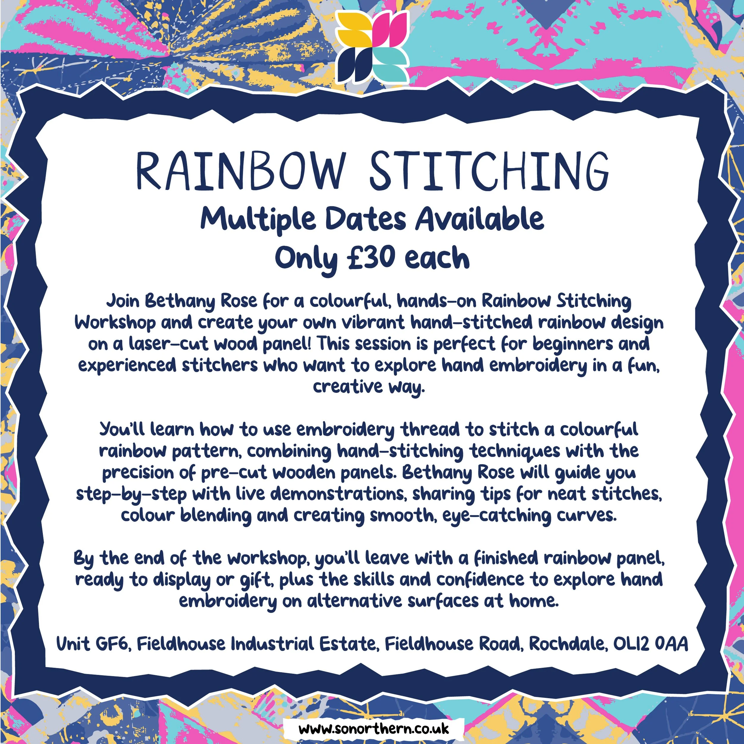 Rainbow Stitching Workshop - Multiple Dates Available