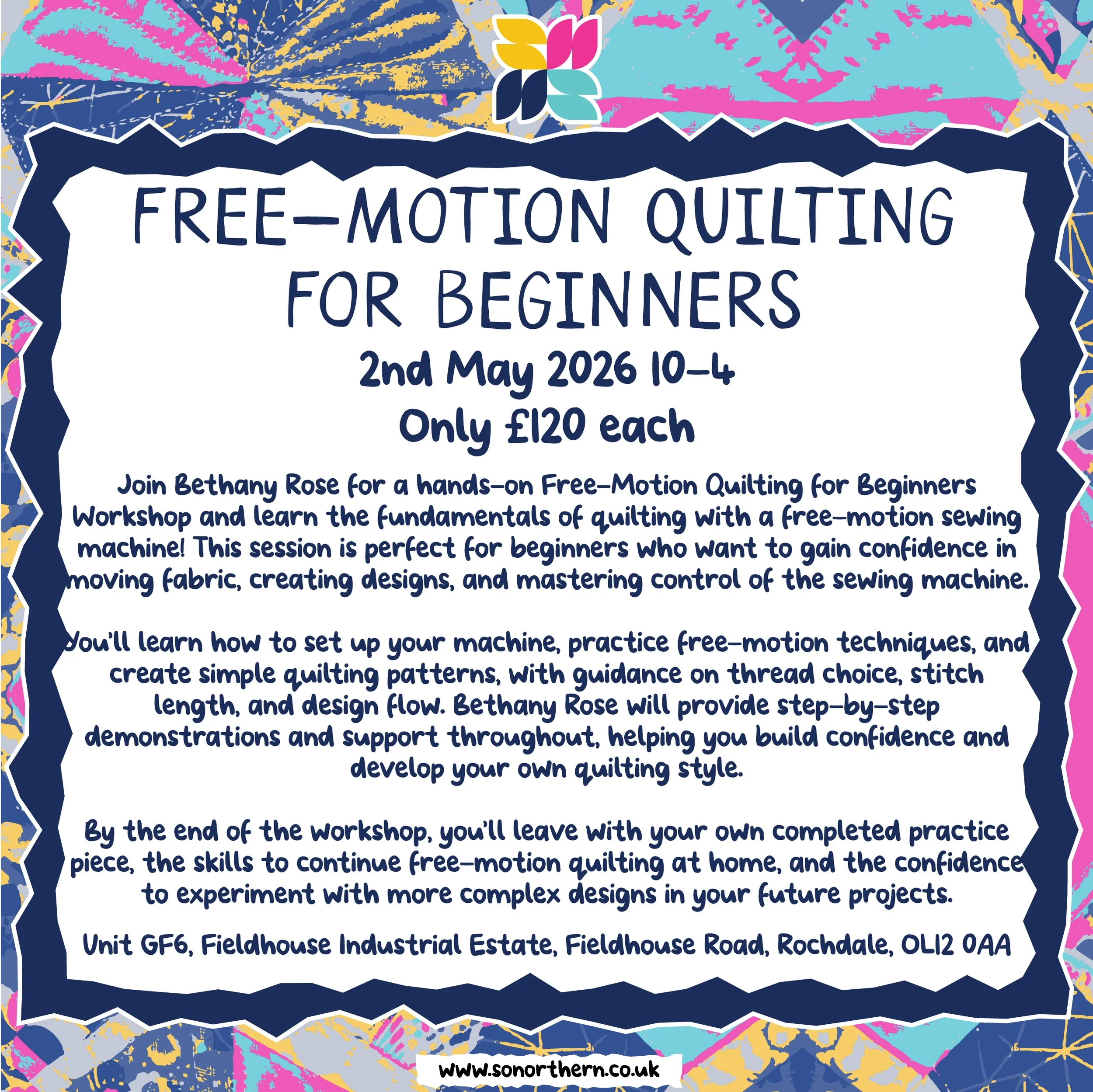 Free-Motion Quilting for Beginners Workshop - 2nd May 2026 10-4