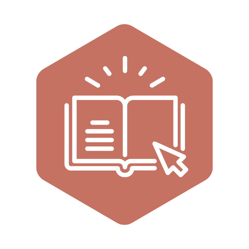 icon of a courser mouse clicking on a book