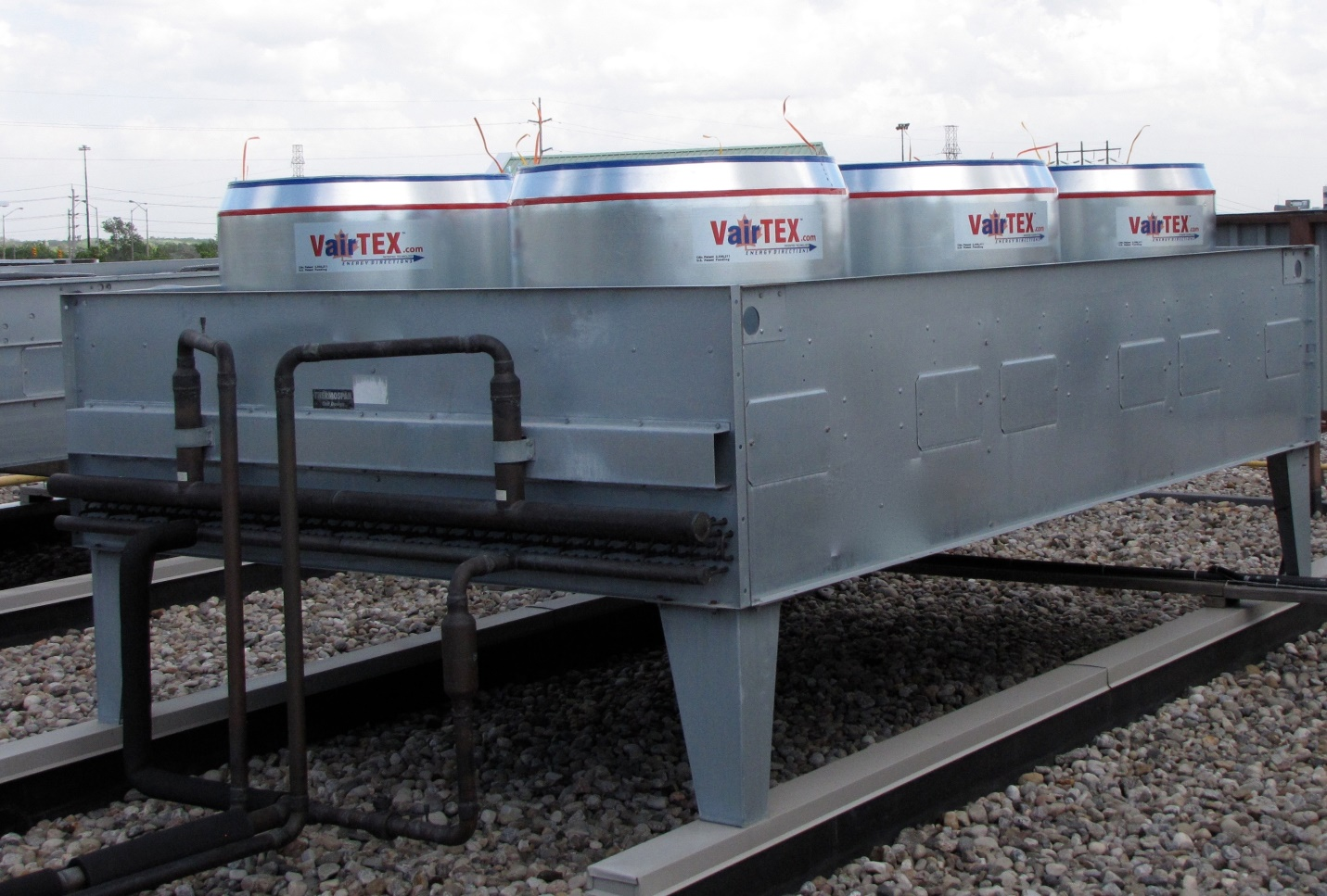 VairTEX Air Directors installed above the condenser fans of rooftop cooling equipment