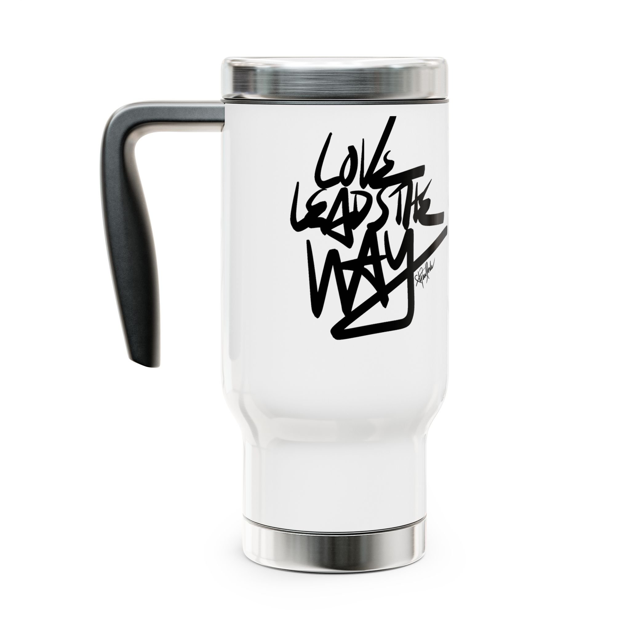 Love Leads The Way 14oz Stainless Travel Mug with Handle