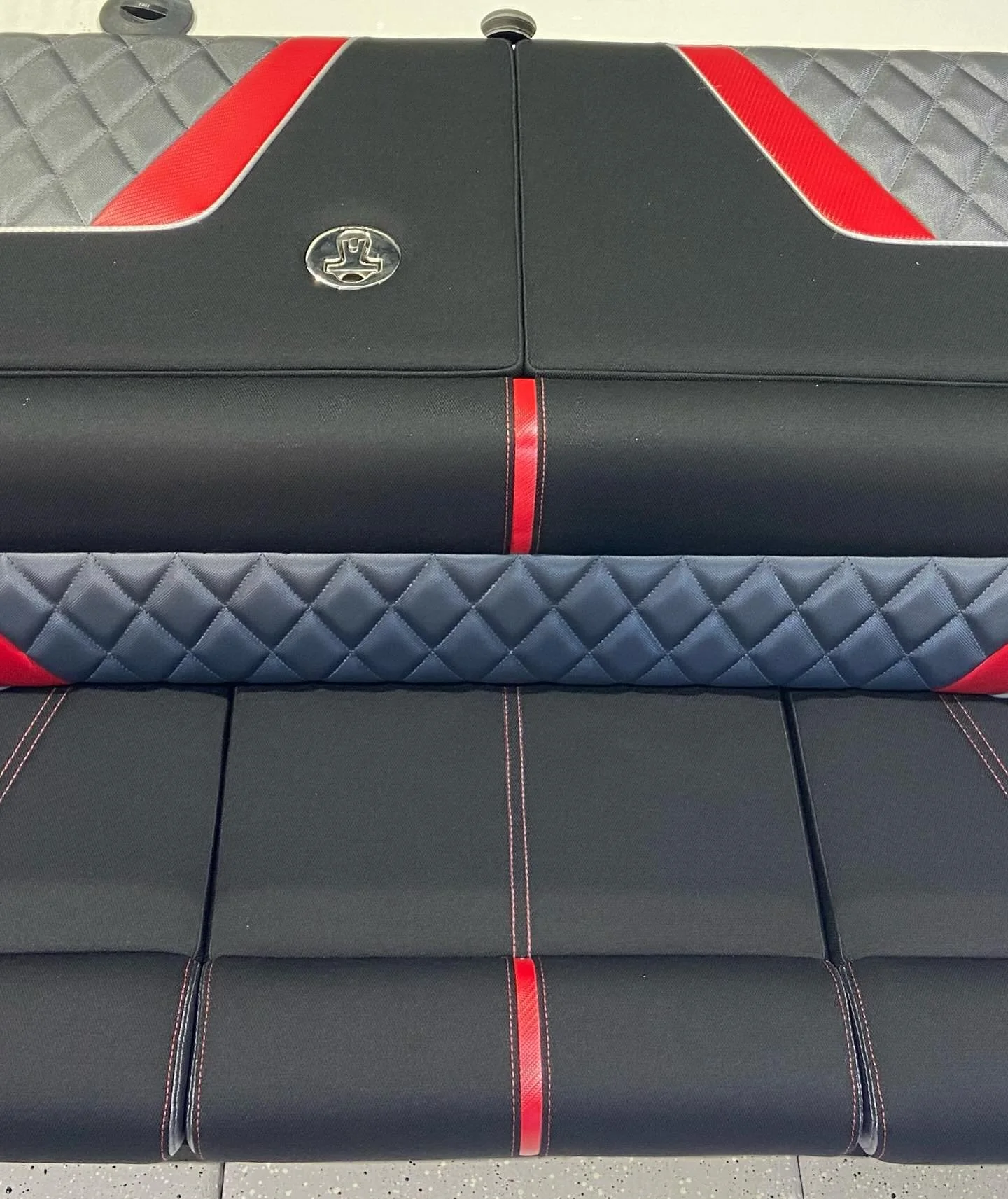 Finished up Kanes ski boat today. A full brand new refit with full  composite boards and all new design. Came up really nice. Now back into the cars #skiboat #newupholstery #marinetrimming #motortrimming #littledetails #onemanshow #triktrim #forster