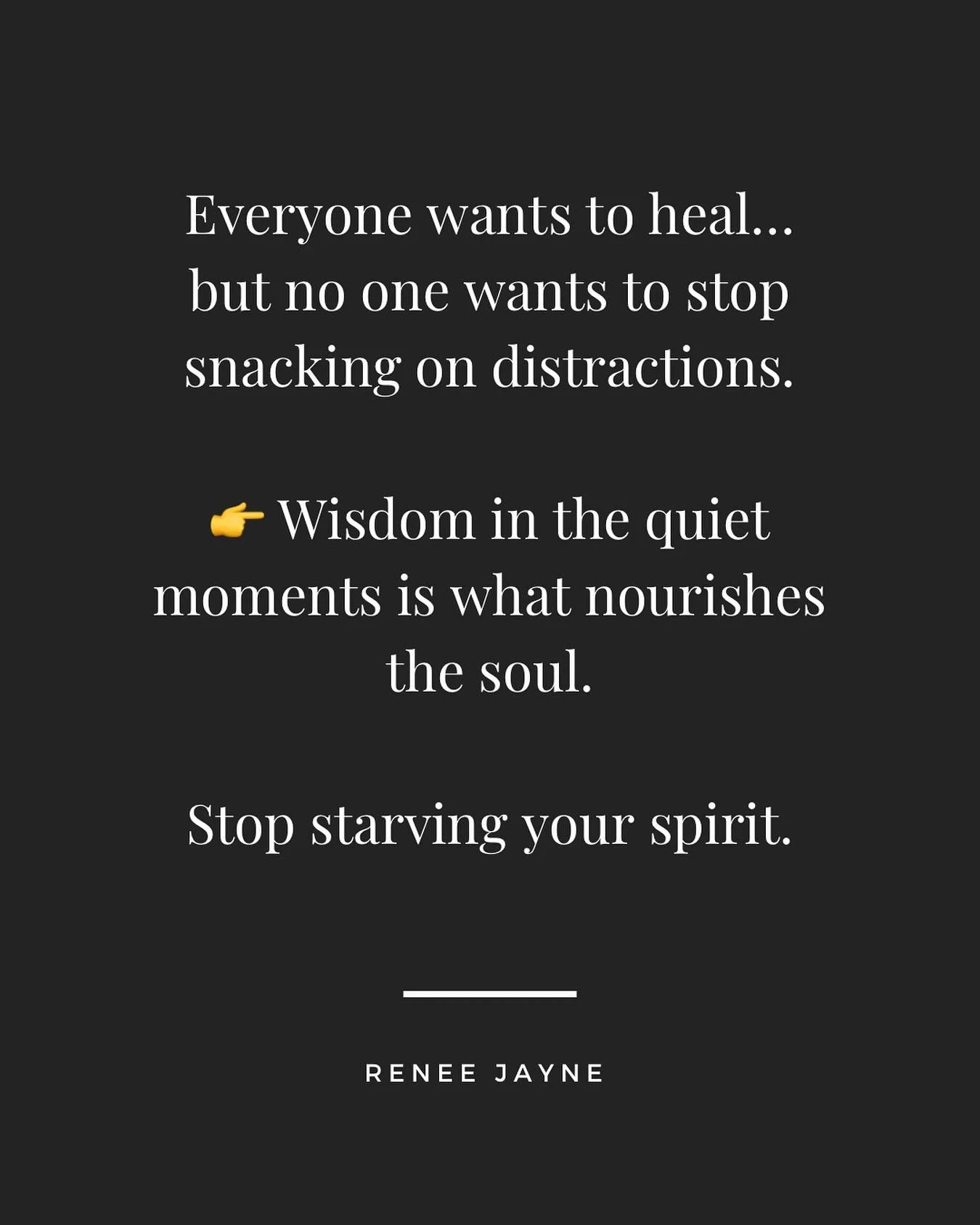 Everyone wants to heal&hellip;
but no one wants to stop snacking on distractions.

👉 Wisdom in the quiet moments is what nourishes the soul.

There&rsquo;s a kind of hunger most people don&rsquo;t even know they&rsquo;re carrying.

Not physical.
Not