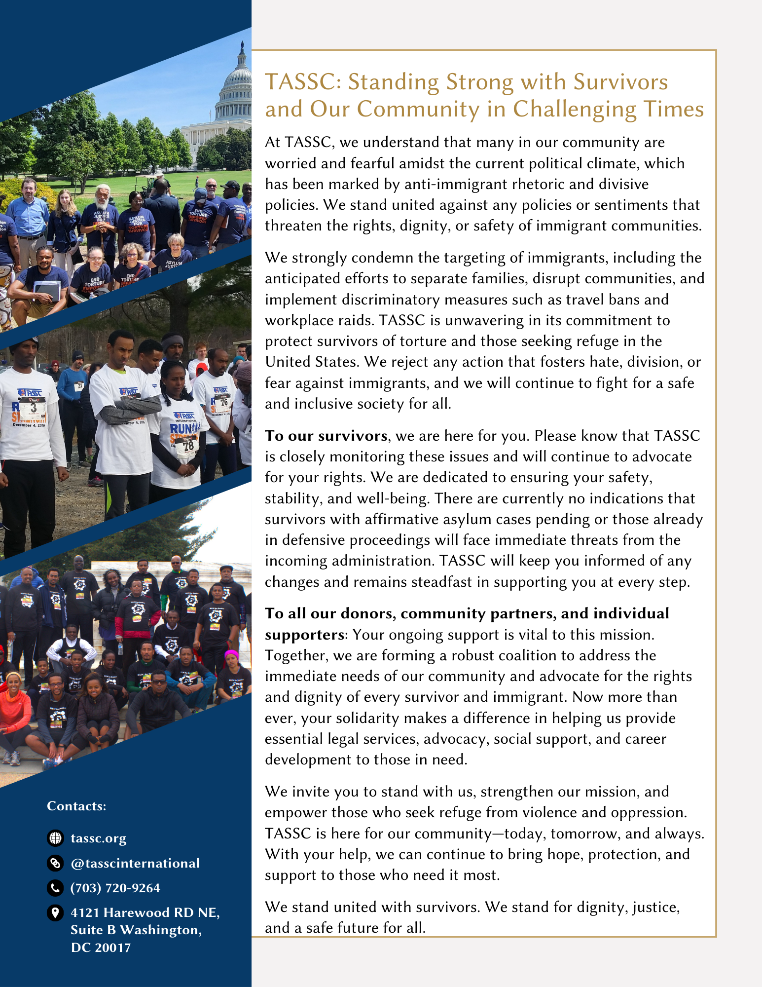 TASSC’s Support for Our Community