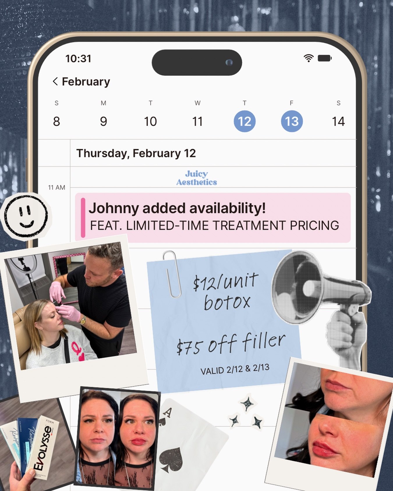 It&rsquo;s your lucky day, Juicy Gang! @j_juicymedspa opened up Thursday and Friday just for you 💖 and we&rsquo;re featuring limited-time treatment pricing 🥳 

Thursday February 12th and Friday February 13th
$12/unit wrinkle relaxer
$75 off ALL fil