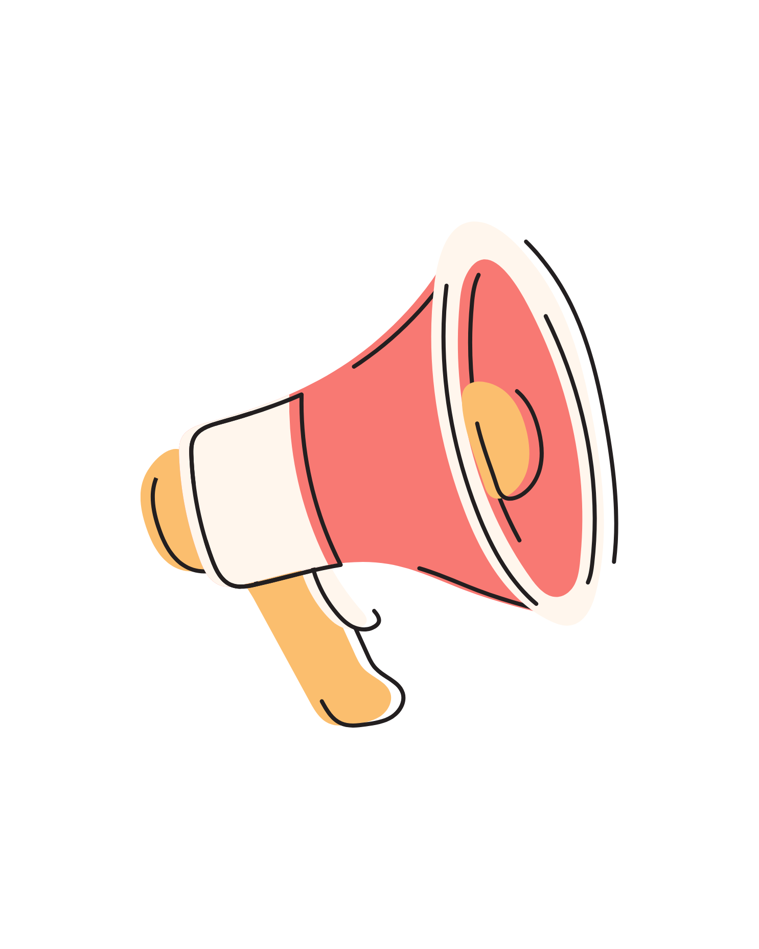 Illustration of a hand holding a megaphone.