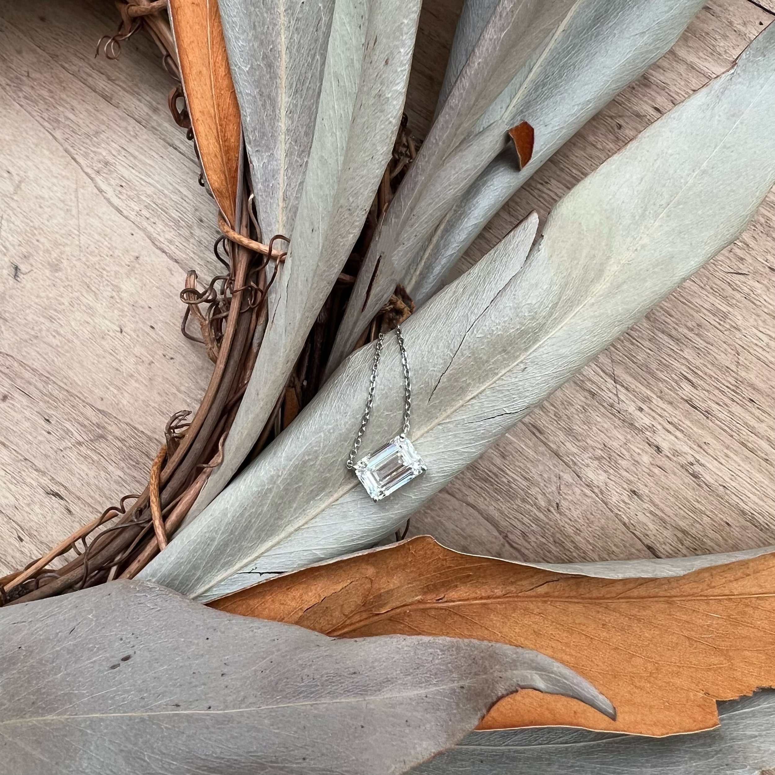 Emerald Cut Diamond Necklace.JPG