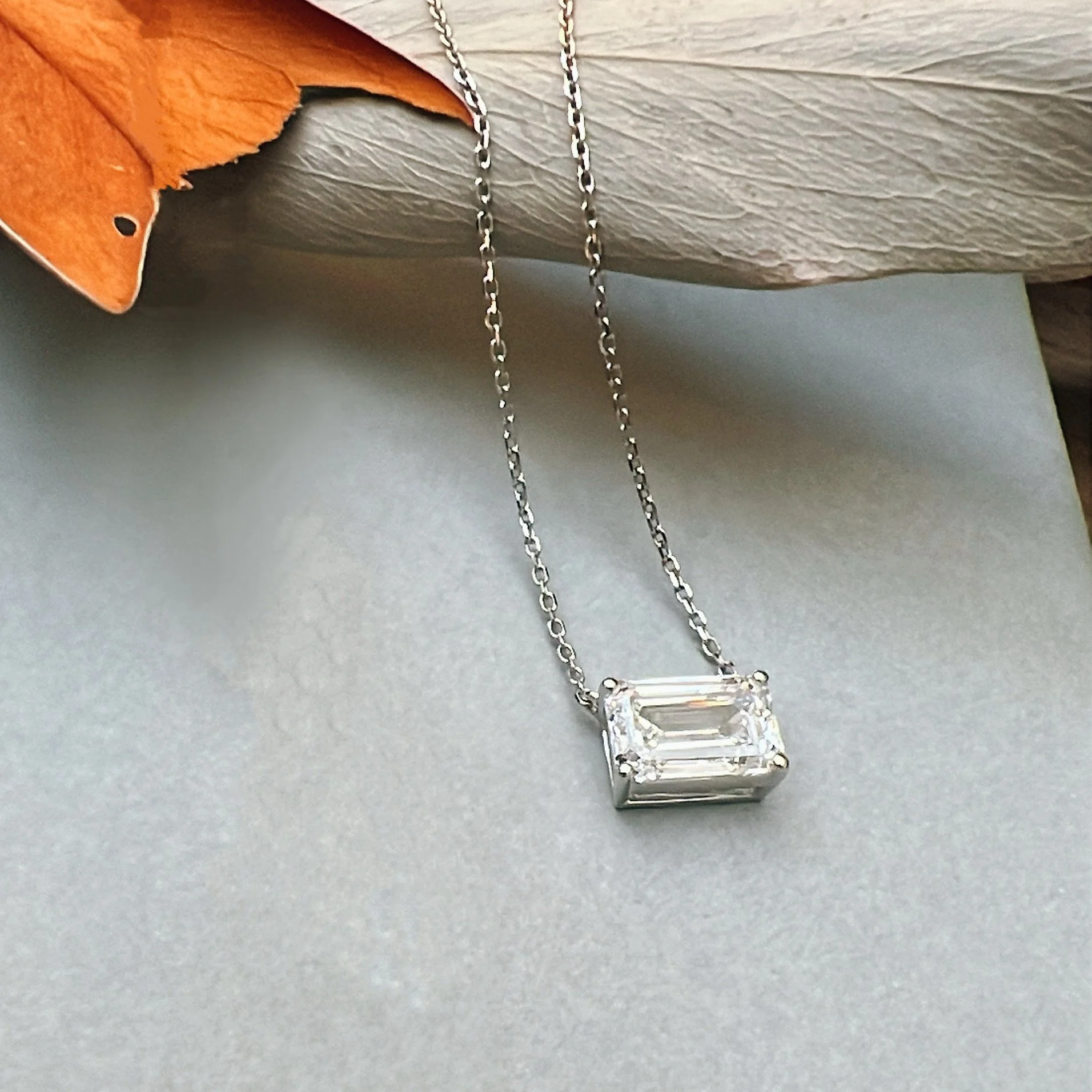 Emerald Cut Diamond Necklace_1.JPG