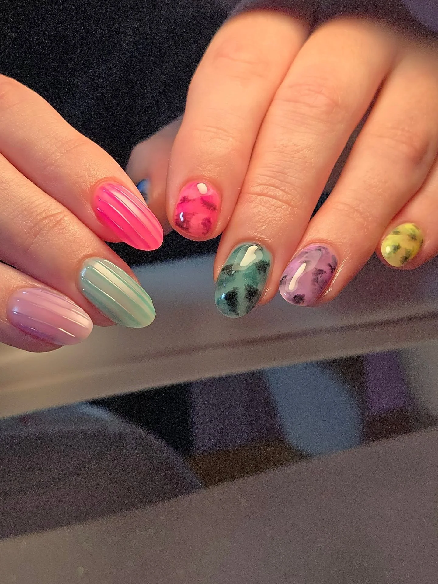 The new @lightelegancehq P+ jellies are bringing me so much joy! 

Coloured torties? YES, PLEASE!! 😍 

💅🏼 service: structured gel infill + long nail add-on + the &quot;I don't know what I want&quot; nail art

Using all Light Elegance products from