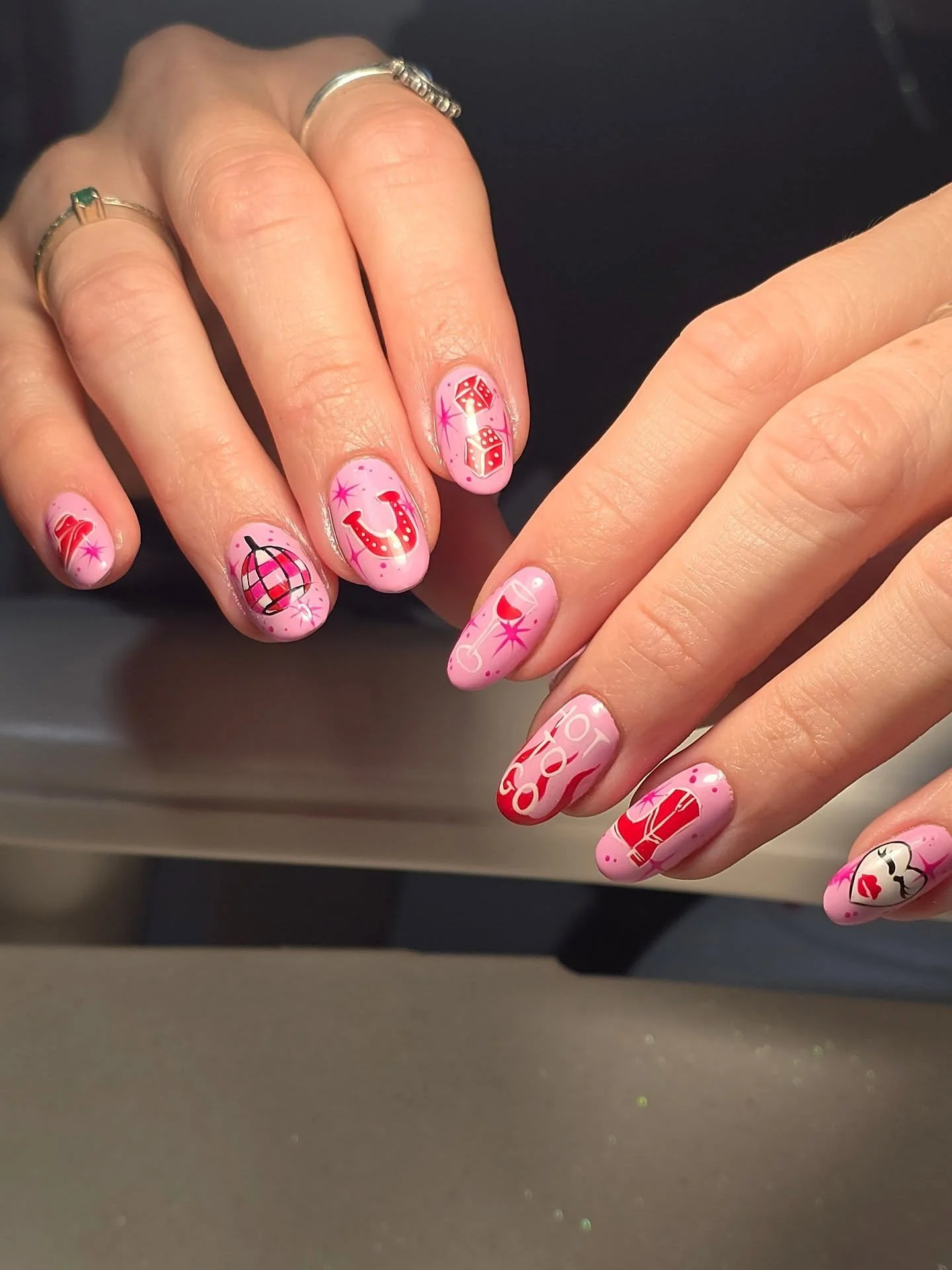 Laneway ready with these super fun Chappell Roan themed nails! 🤠 

 Absolutely thrilled with how the disco ball turned out considering I have never painted one like that 🪩  but also equally obsessed with all the other nails too!!

💅🏼 service: str