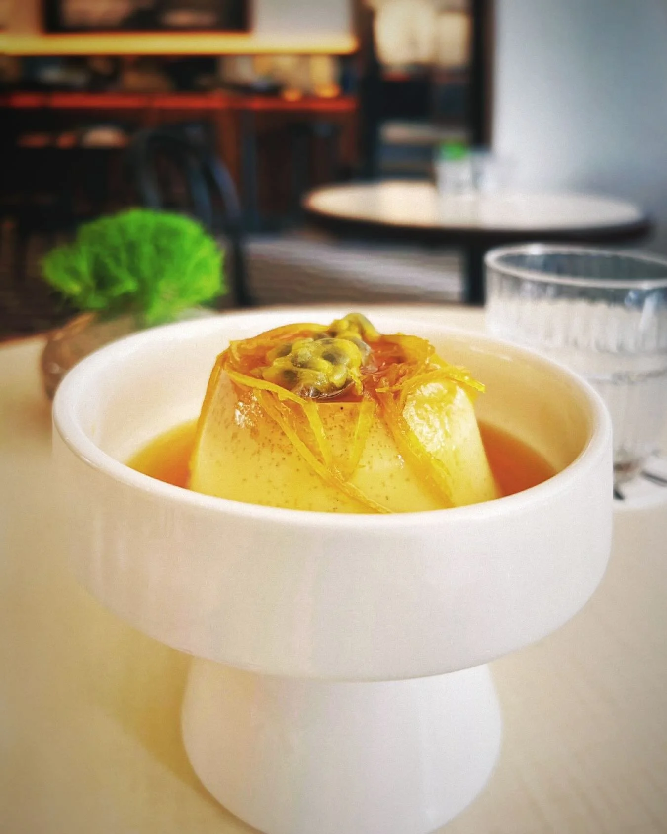 Classic Creamy Cr&egrave;me Caramel with a dash of spice, bitter orange and a dollop of Panama passion fruit.

#chipbeebistro #chipbeegardens #hnhg #cccc