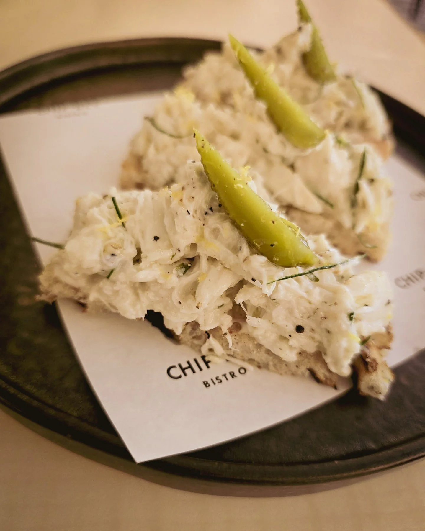 Our Blue Swimmer Crab Soldiers on grilled sourdough &amp; garlic yoghurt, pair delightfully with a glass of bubbly!⁠
⁠
#chipbeebistro #cbb #hnhg