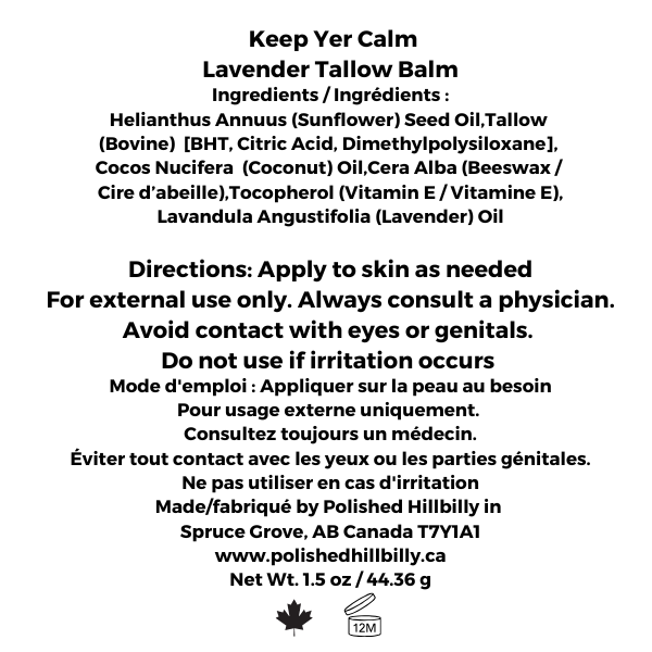 Ingredients - Keep Yer Calm - Lavender Tallow Balm.png