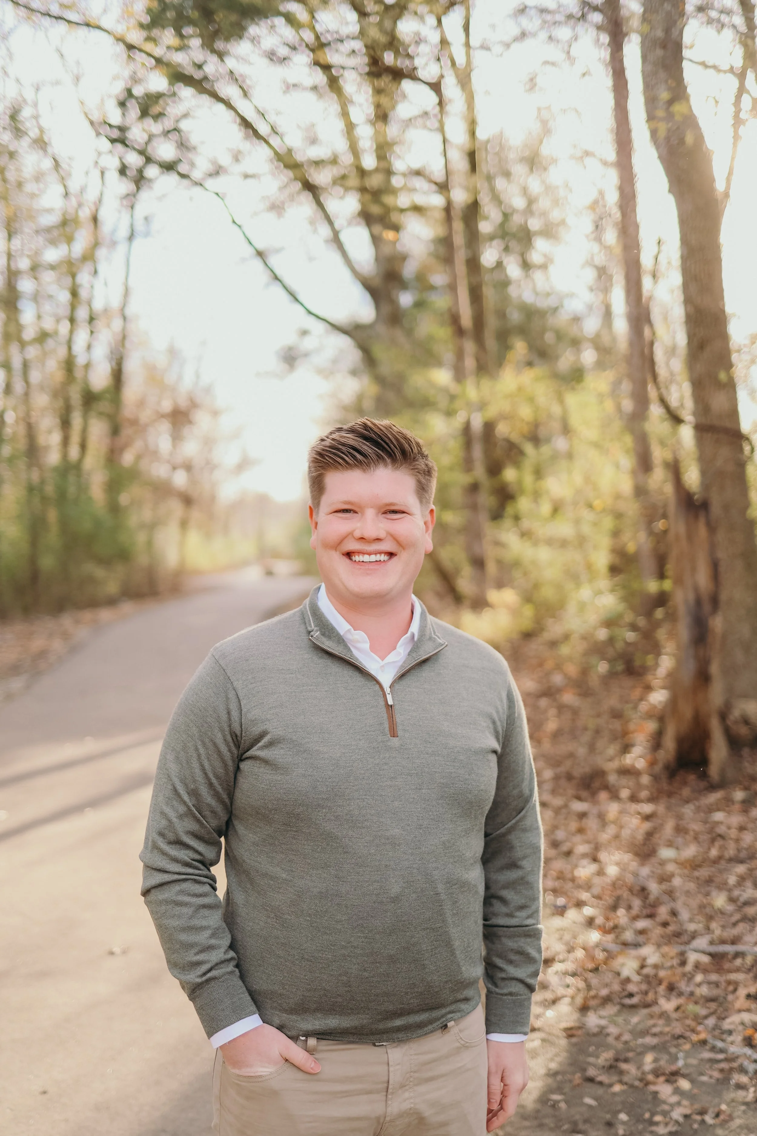 Young man in country setting