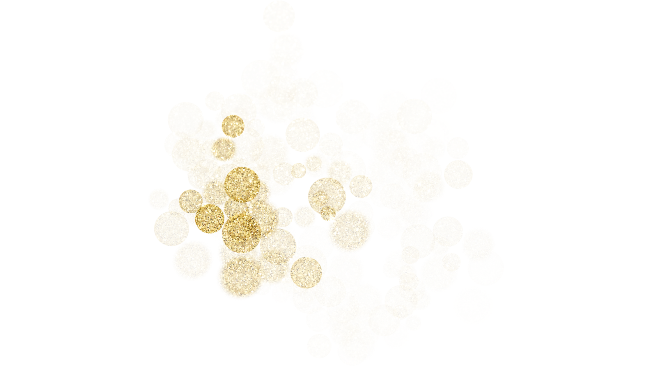 A cluster of gold glittering coins or particles scattered randomly on a light background.