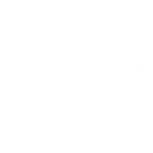 RHO Media logo on a black background