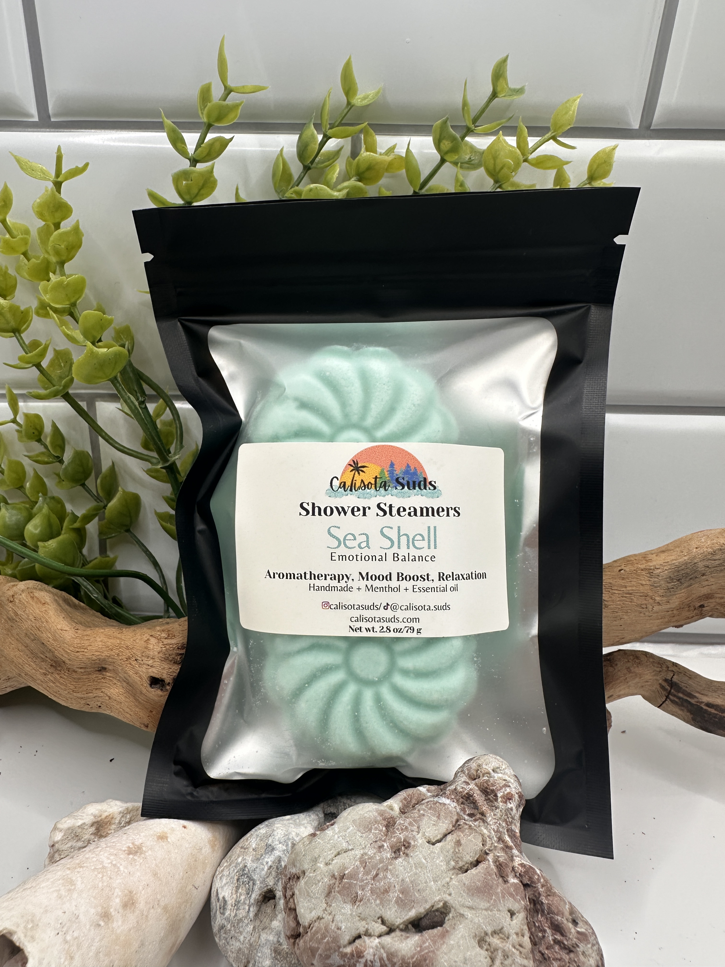 Shower Steamer Sea Shell packaged Wood Rock  bg.png