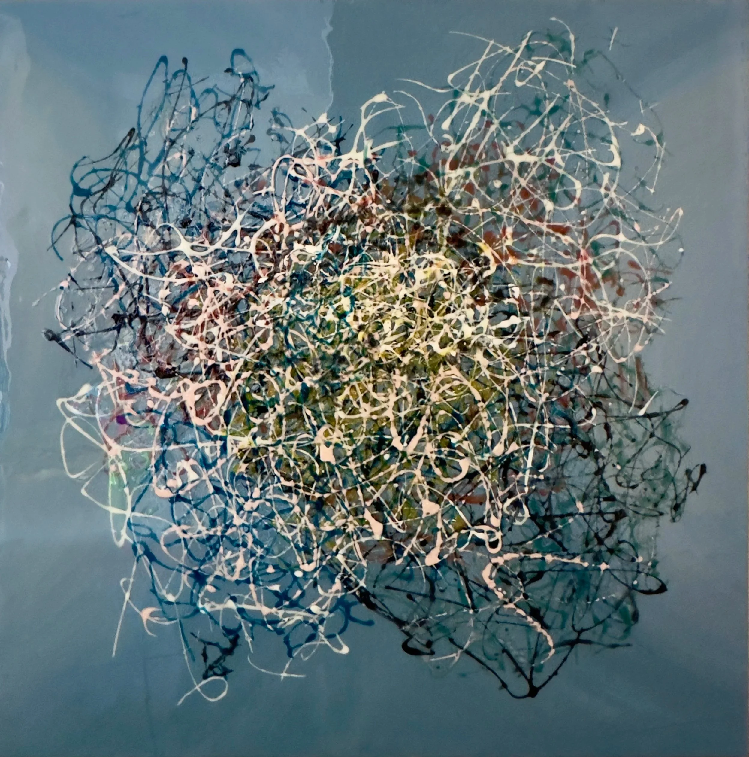 Atomic Universe, Abstract Artwork showcasing overlapping textured lines as energies, by Yashika Aggarwal