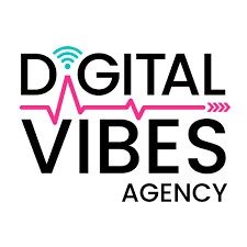 Family event Chandler, Logo for Digital Vibes Agency with the text 'DIGITAL VIBES AGENCY', a pink heartbeat line, and a Wi-Fi signal icon above the letter D