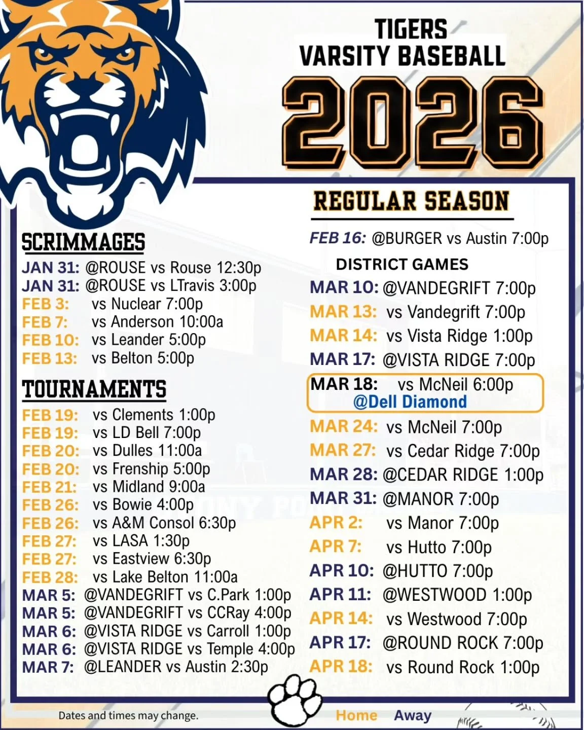 Current schedule for Varsity baseball.  Schedule changes may occur.  Please follow on our socials or on our website (link in our profile) for updates.

#stonypointbaseball #stonypoint #tigernation #stonypointjournalism