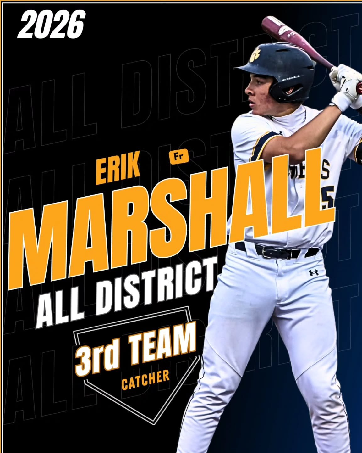 Congratulations to Erik Marshall for being voted 2026 All District 25-6A. #stonypointbaseball #alldistrict