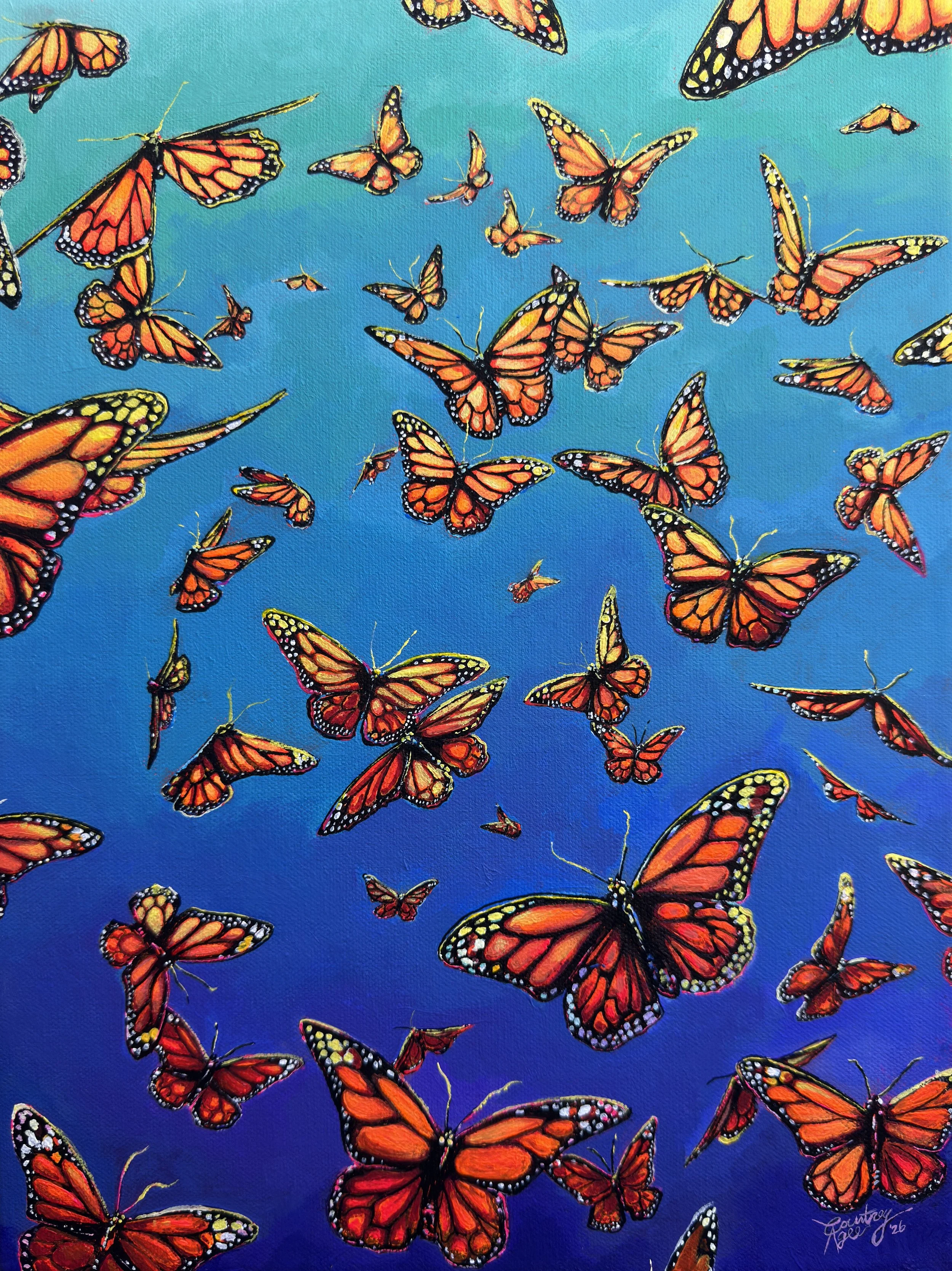 "Beautiful Migration" 
Acrylic & ink on canvas, 12" x 16" 
2026