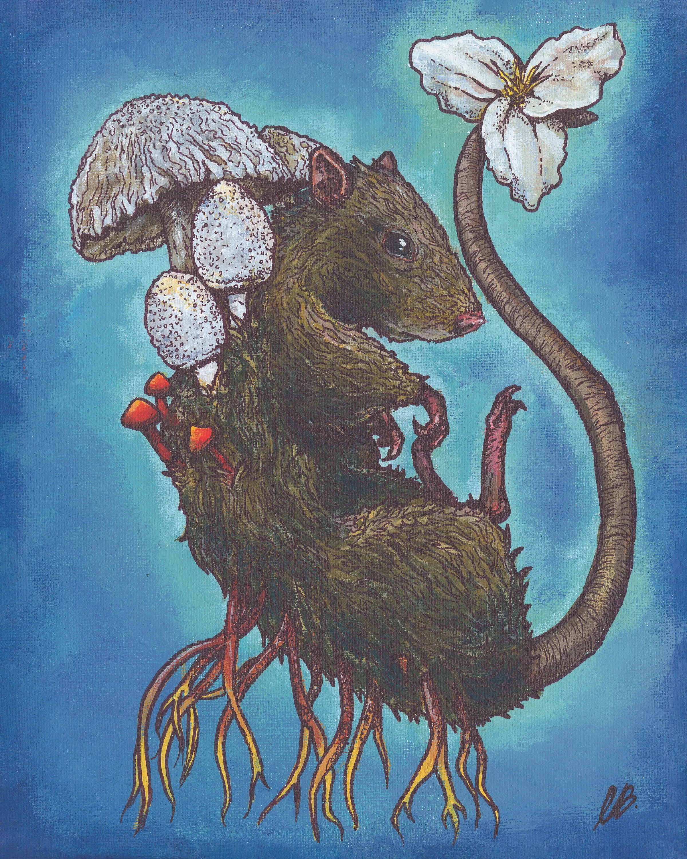 "Circle of Life" 
Acrylic, ink & pencil on canvas, 8" x 10" 
2022