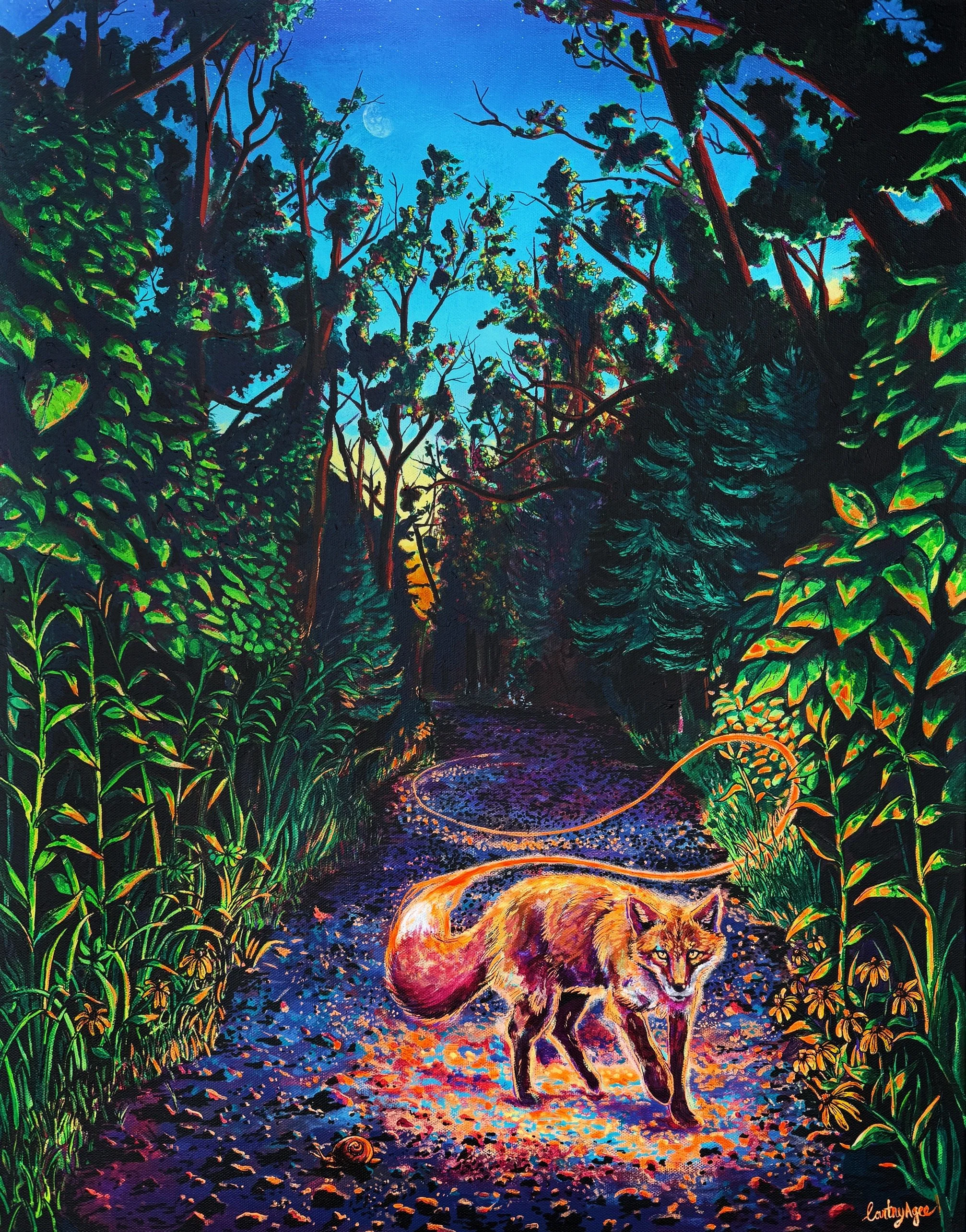 "Purity Prefers No Witnesses" 
Acrylic & ink on canvas, 24" x 36" 
2024