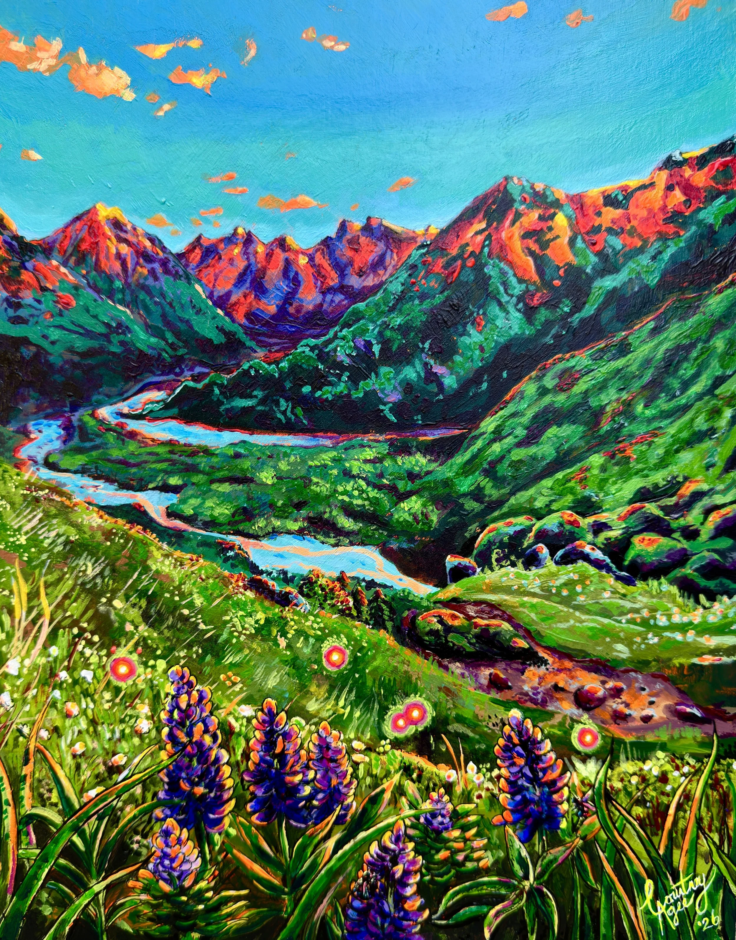 "The View from Exit Glacier" 
Acrylic & ink on wood, 11" x 14" 
2026