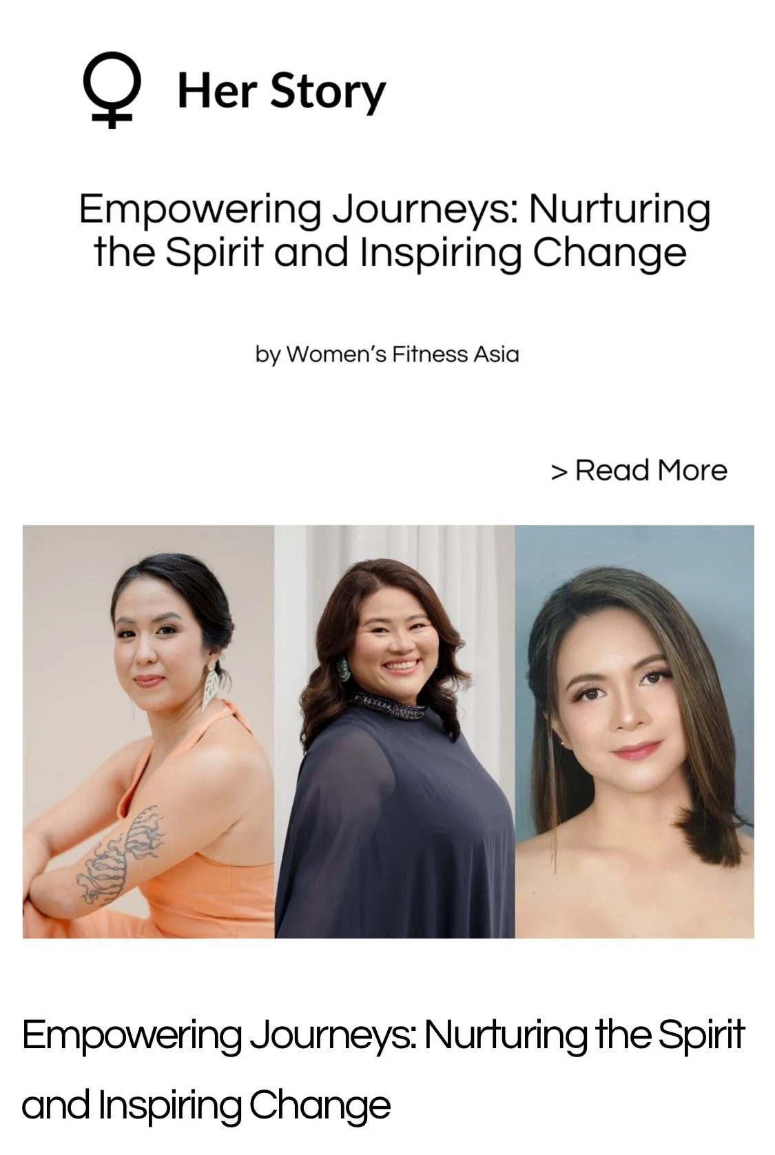 Three women smiling, with different hairstyles and outfits, standing against a plain backdrop.