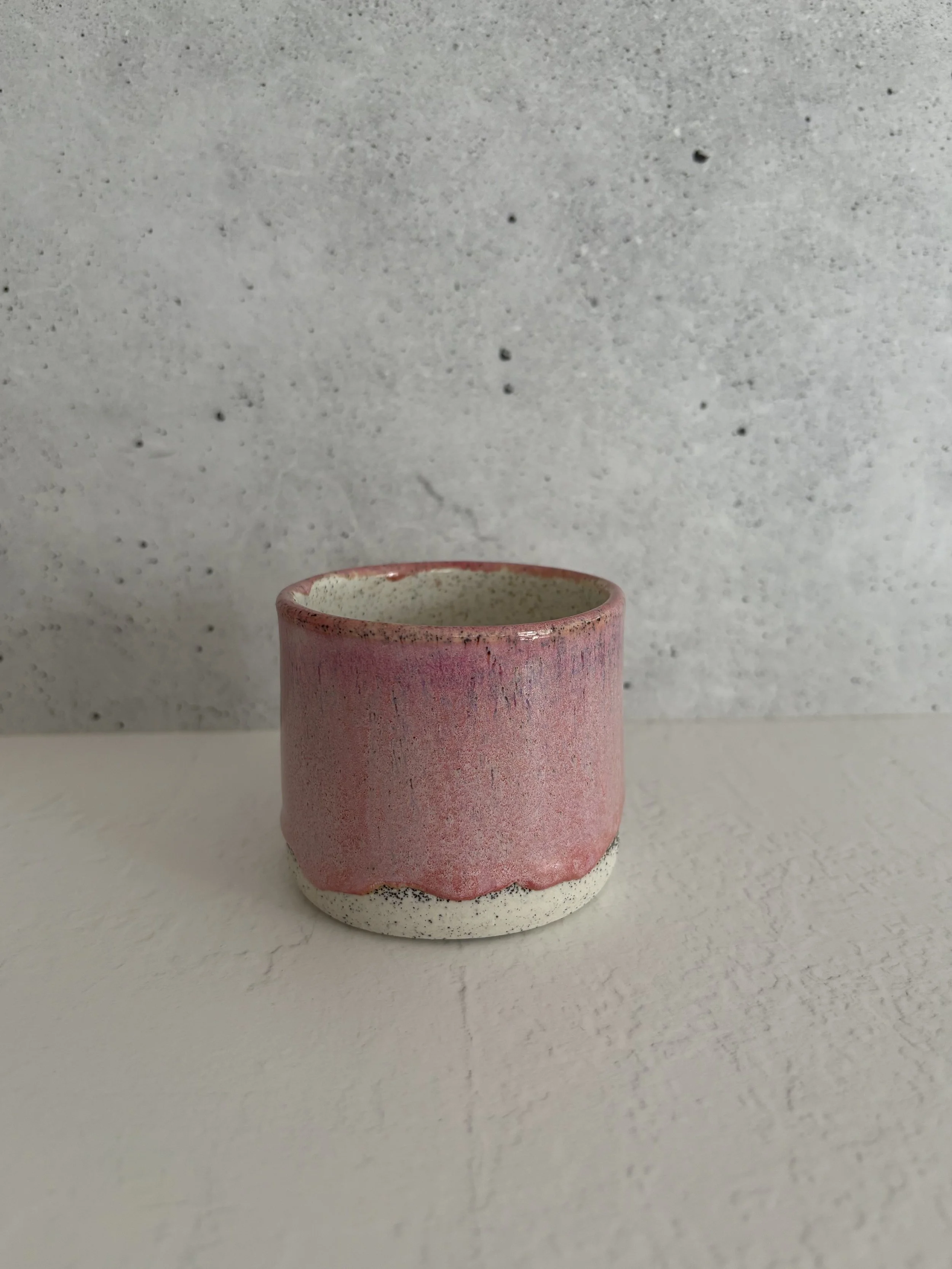 Pink tumbler white speckle (1 of 2)