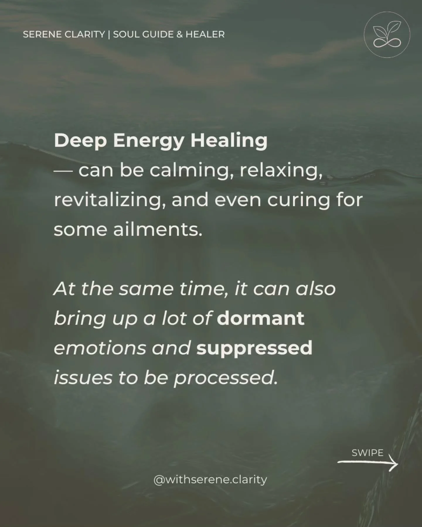 Deep Energy Healing can be soft and rosy, and also confronting at the same time. It depends on what issue's being addressed as this healing method goes very, very, deep into your energetic system.

If you are looking to feel renewed in a soul deep ma