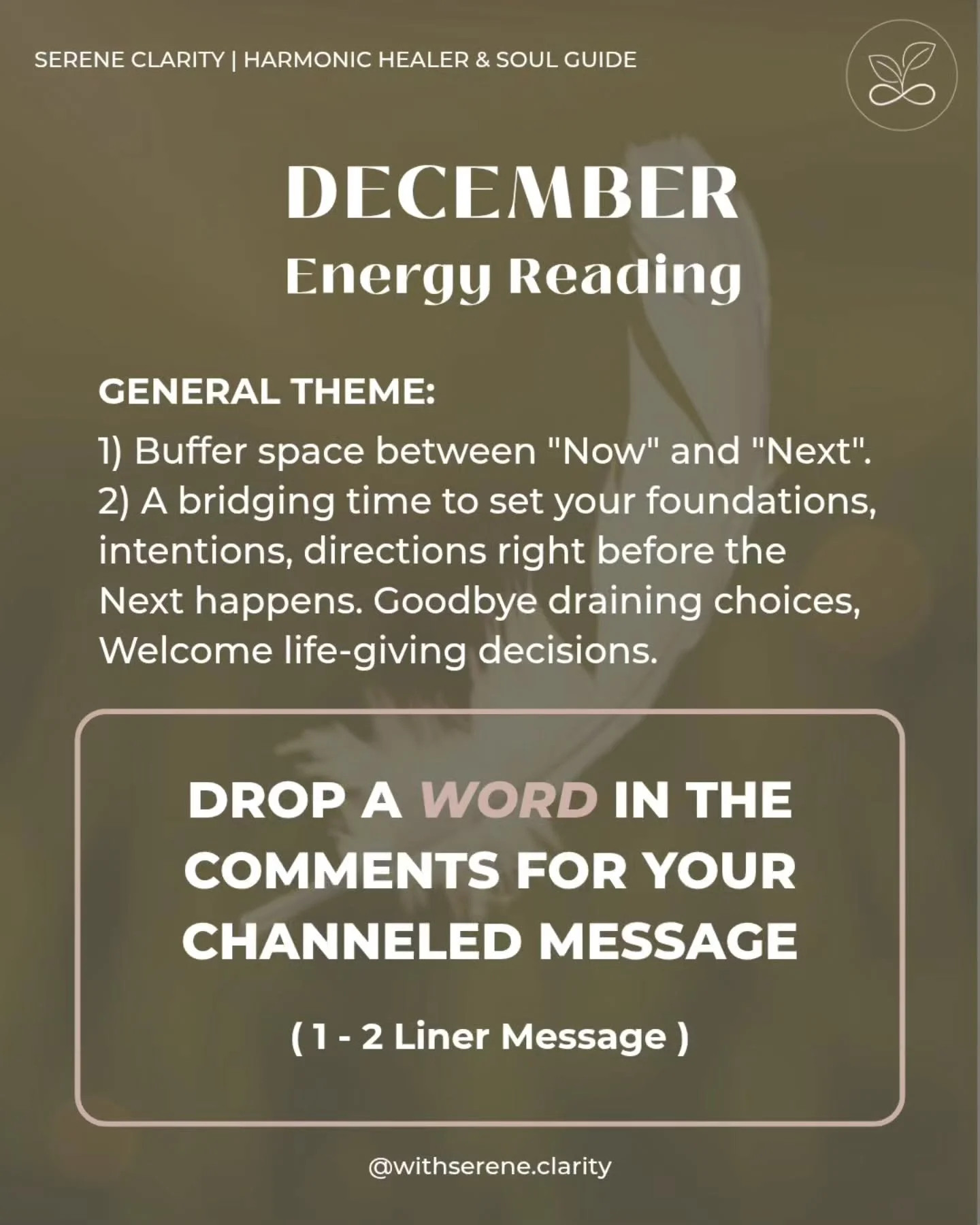December's Energy Reading is here ✨️

For this month we'll be doing it a little different than before as I'm feeling the nudge to do personal reads (1-2 liners) instead of a community read. Stuff has shifted for me and I'm honoring it.

So, tune into