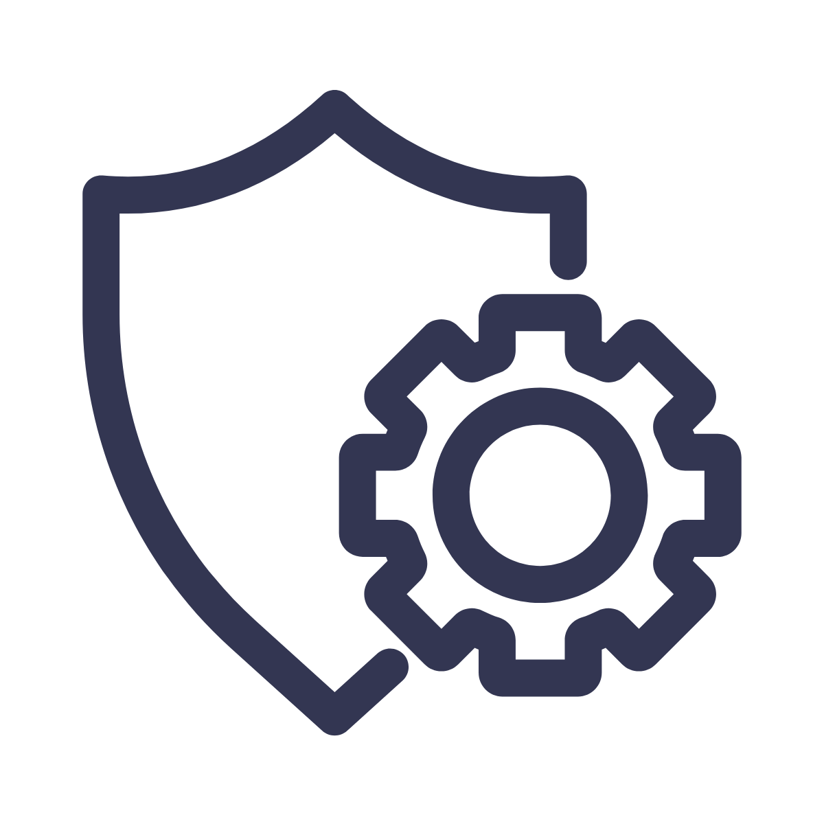 Shield with gear and wrench icons indicating security or system settings.