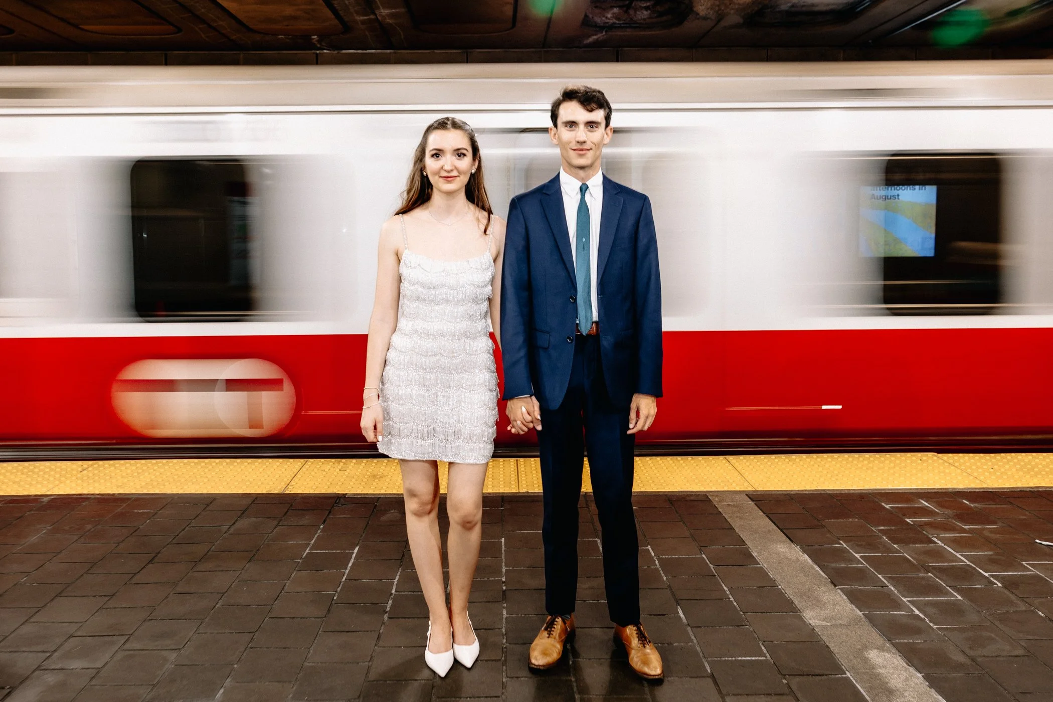 Harvard square T station wedding photography